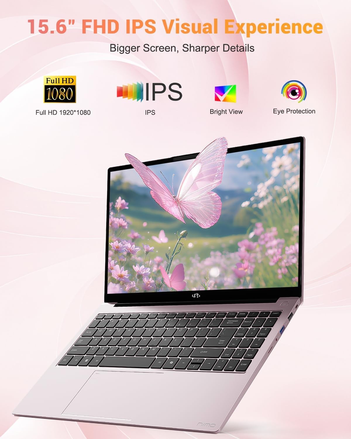 NIMO 15.6″ FHD IPS Laptop, AMD Ryzen 7 8745HS, 16GB RAM 512GB SSD Radeon 780M