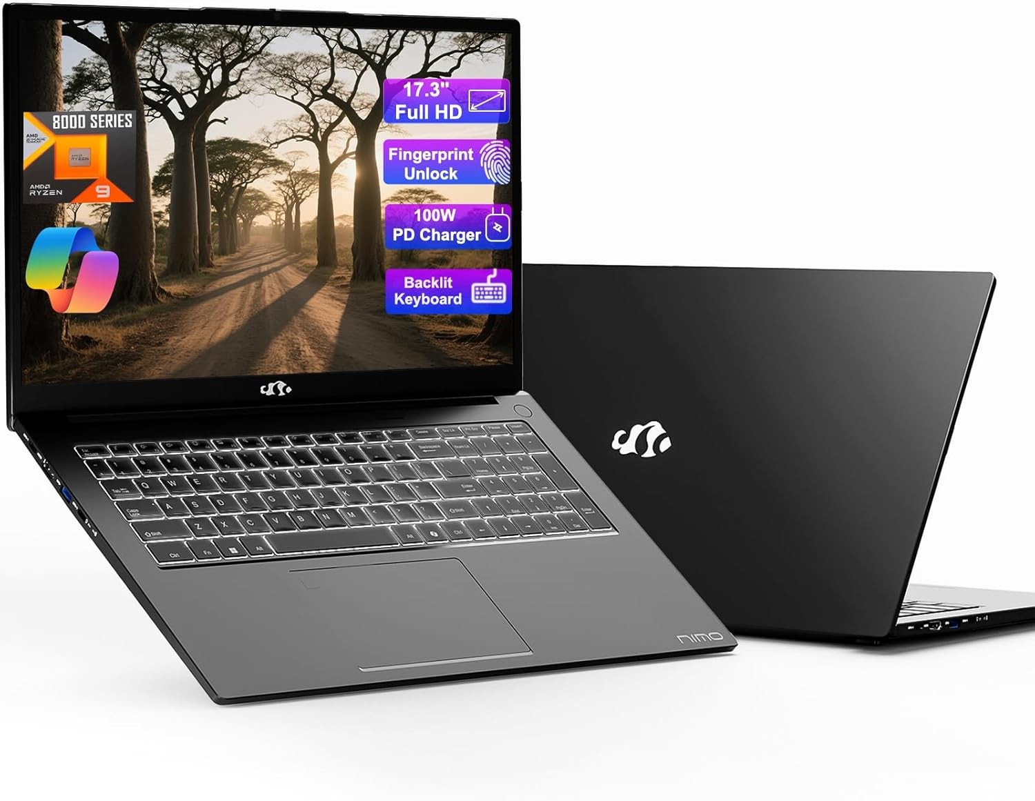NIMO 17.3 Gaming Laptop Ryzen 9 8945HS 32GB RAM 1TB SSD Radeon 780M