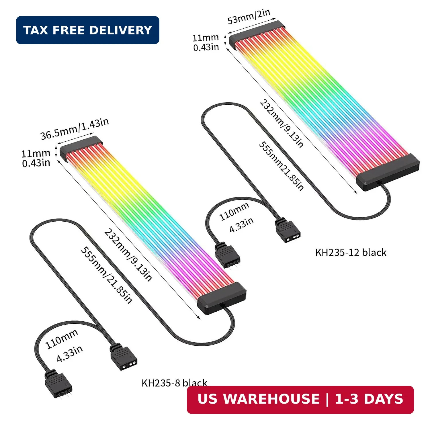 RGB Cable Extension PC Kit, Flexible ARGB Lighting Sleeves, RGB PC Cables Extens