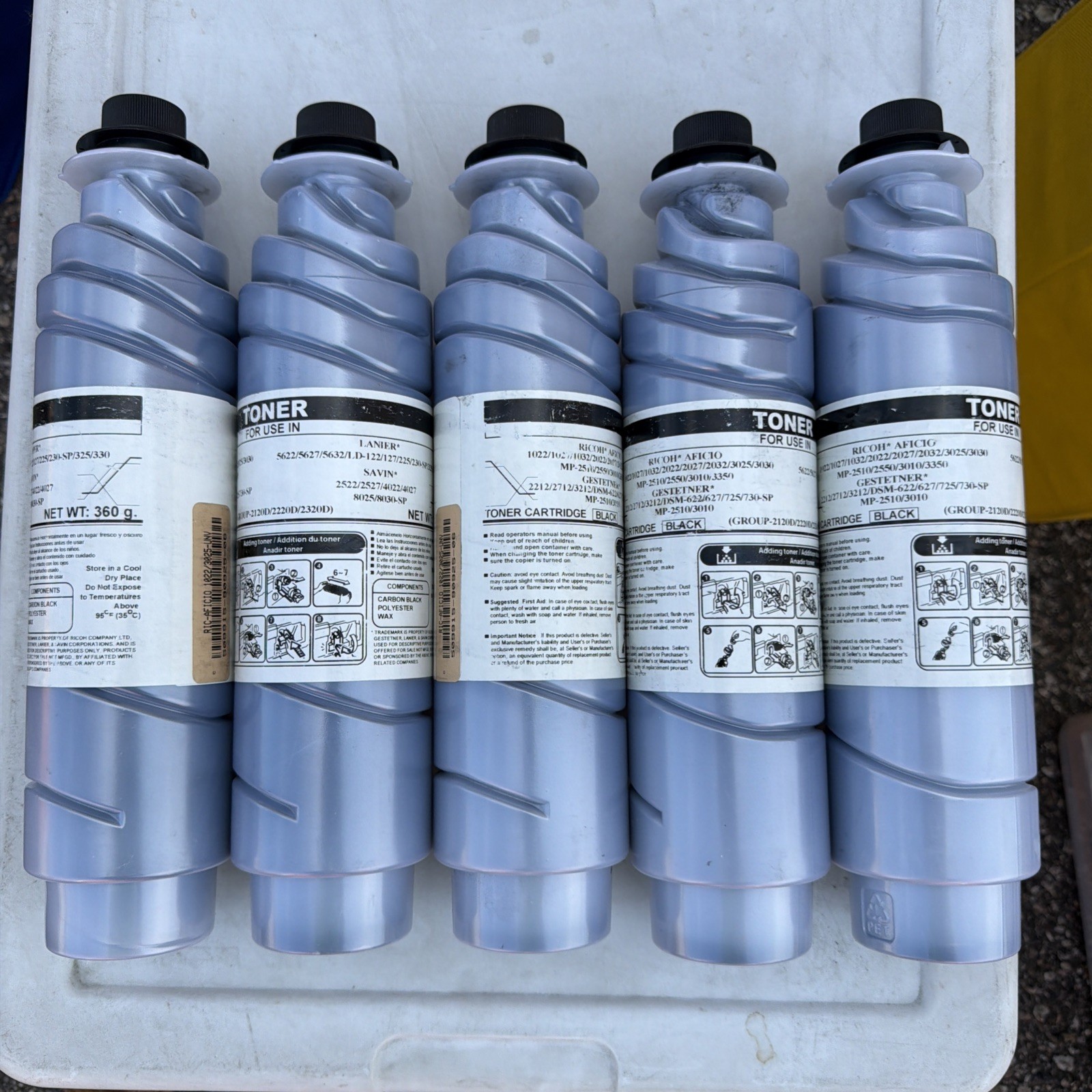 Toner for Ricoh Aficio 1022 1027 2022 MP2510 888169 2120D 4800068 Case of 5