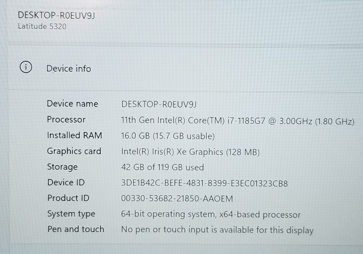 Dell Latitude 5320 13.3″ FHD i7-1185G7 3.00GHz, 16GB RAM, 128GB SSD, WIN 11