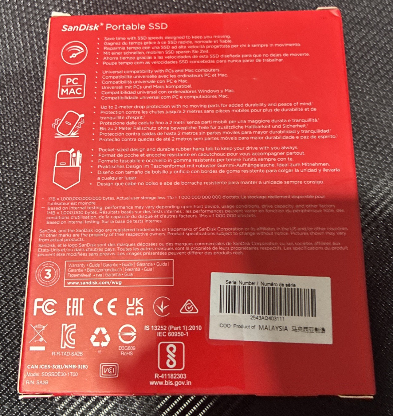 SanDisk 1TB Portable External SSD USB 3.2 Gen 2, USB-C Solid State Drive