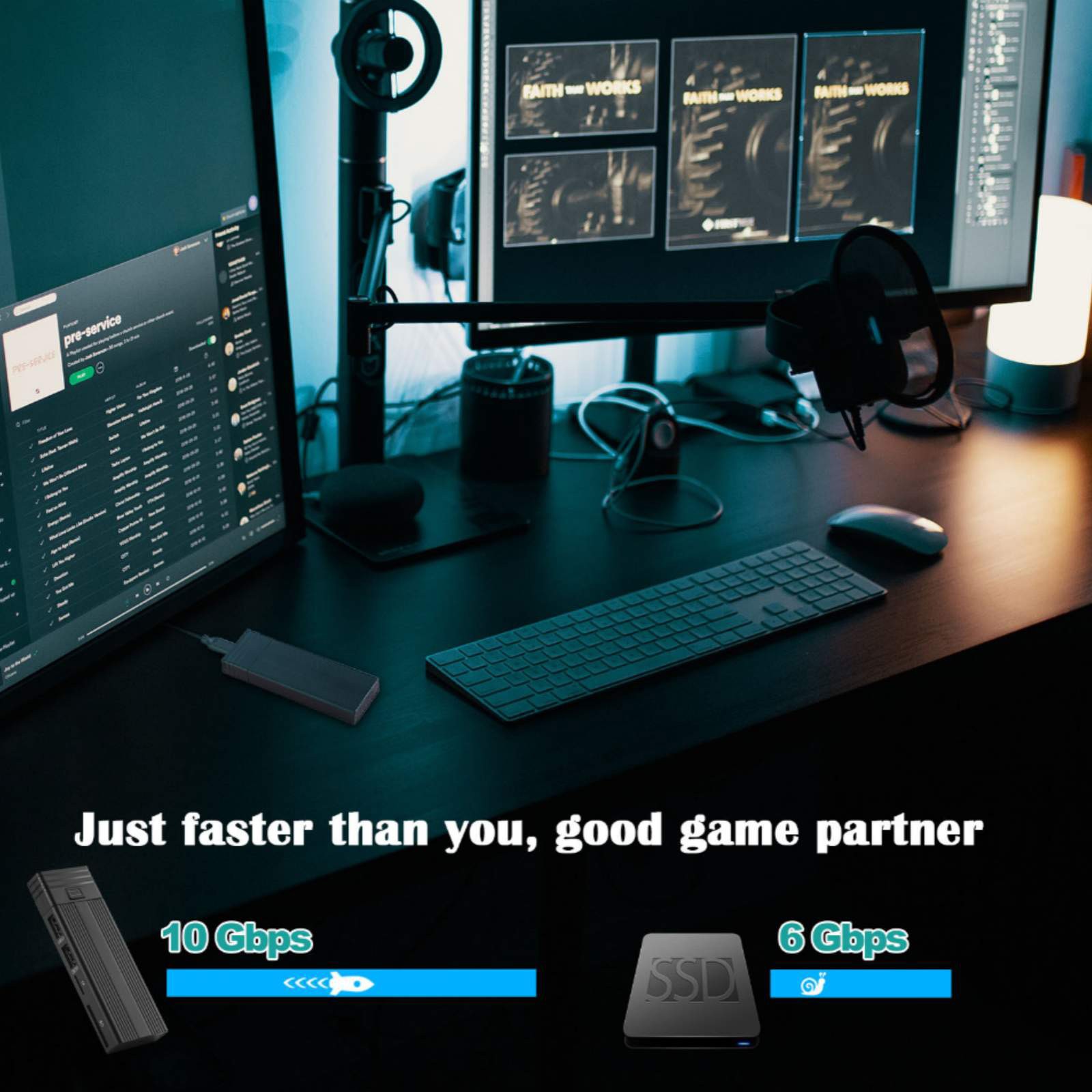 10Gbps Mobile External SSD Adapter Case Supports M.2 NVMe&M.2 SATA PCIe SSD