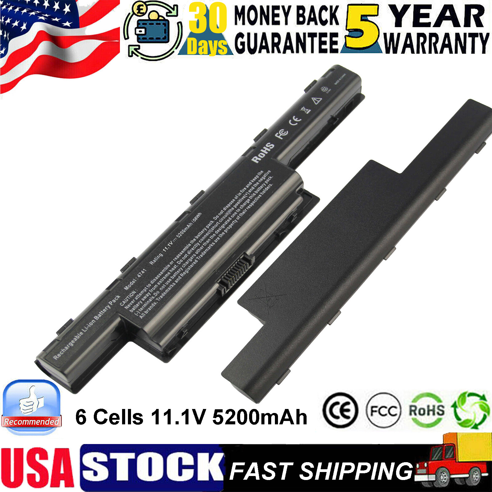 Battery/Charger for Acer Aspire 4551 4741 5250 5741 5742 5749 7551 7750 AS10D31