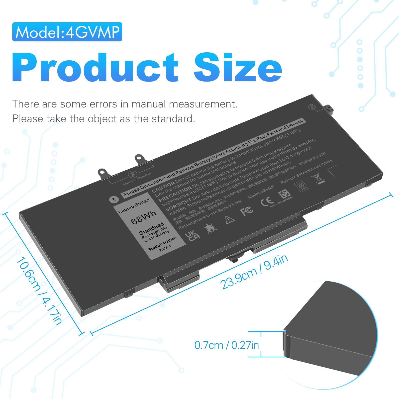 4GVMP For DELL LATITUDE 5400 5410 5500 5510 Precision 3540 3550 BATTERY 9JRYT