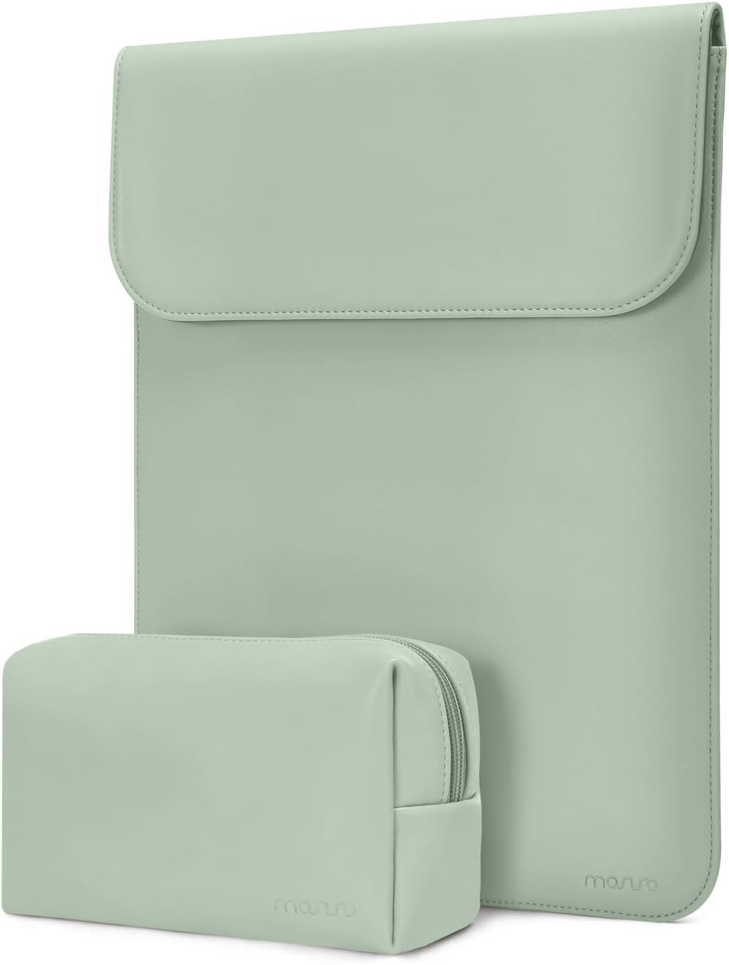 13-13.3 Inch Laptop Sleeve Case for MacBook Neo 13, Faux Suede Leather, Mint Gre