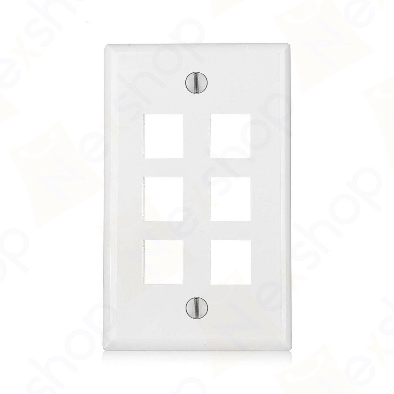 Wall Plate 6 Port White Keystone Jack for RJ45 HDMI, USB, A/V Connectors