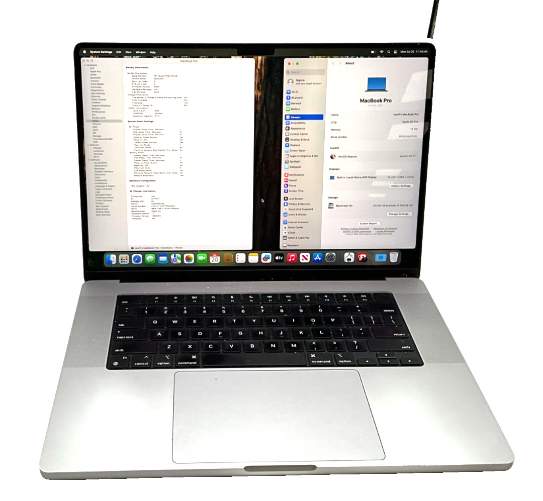 APPLE A2485 MacBook Pro 16″ M1 PRO 16GB 512GB sequoia 2021 P9VF0HPXQW