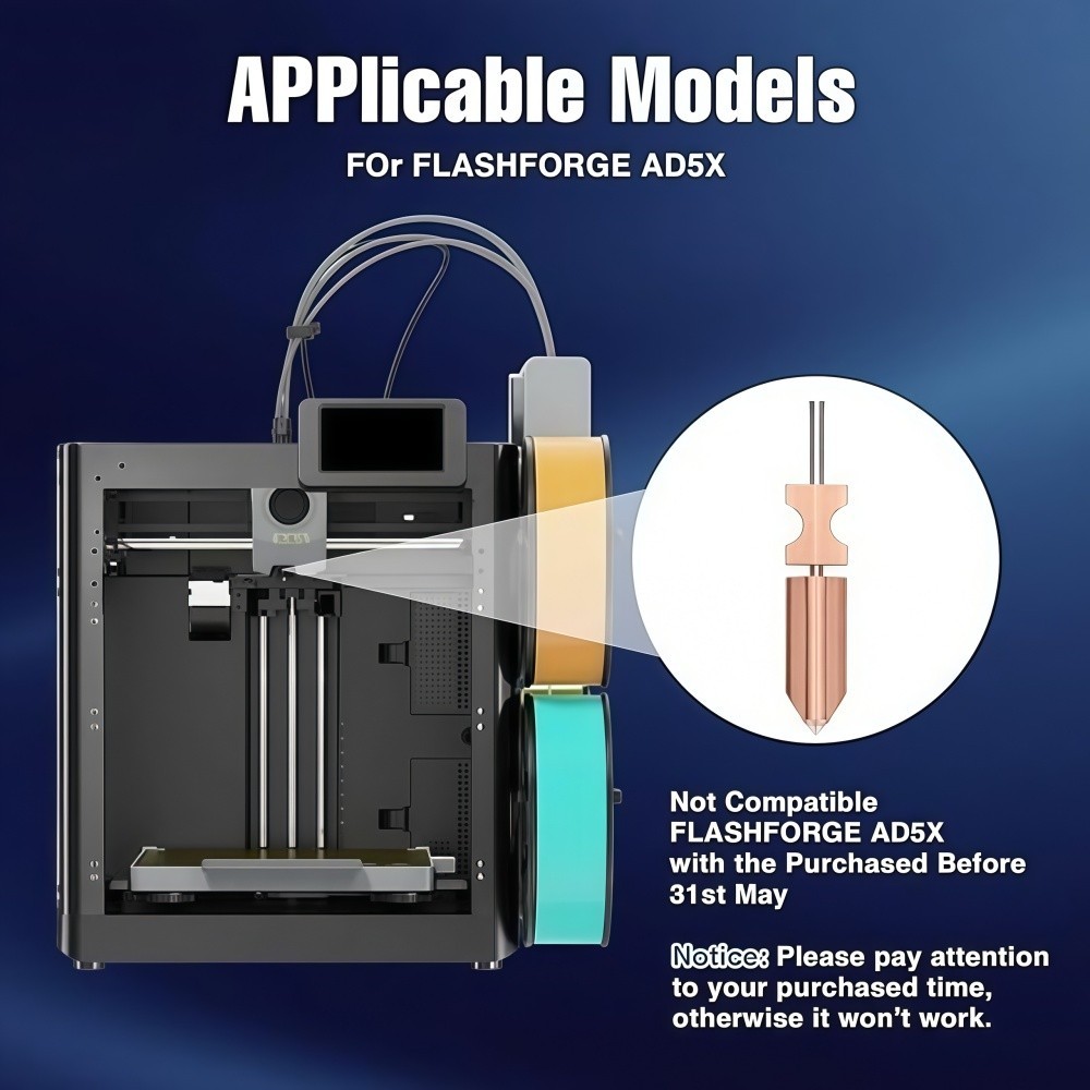 New Upgraded Hotend Kit for Flashforge AD5X,All Metal Hardened Steel Nozzle Kit