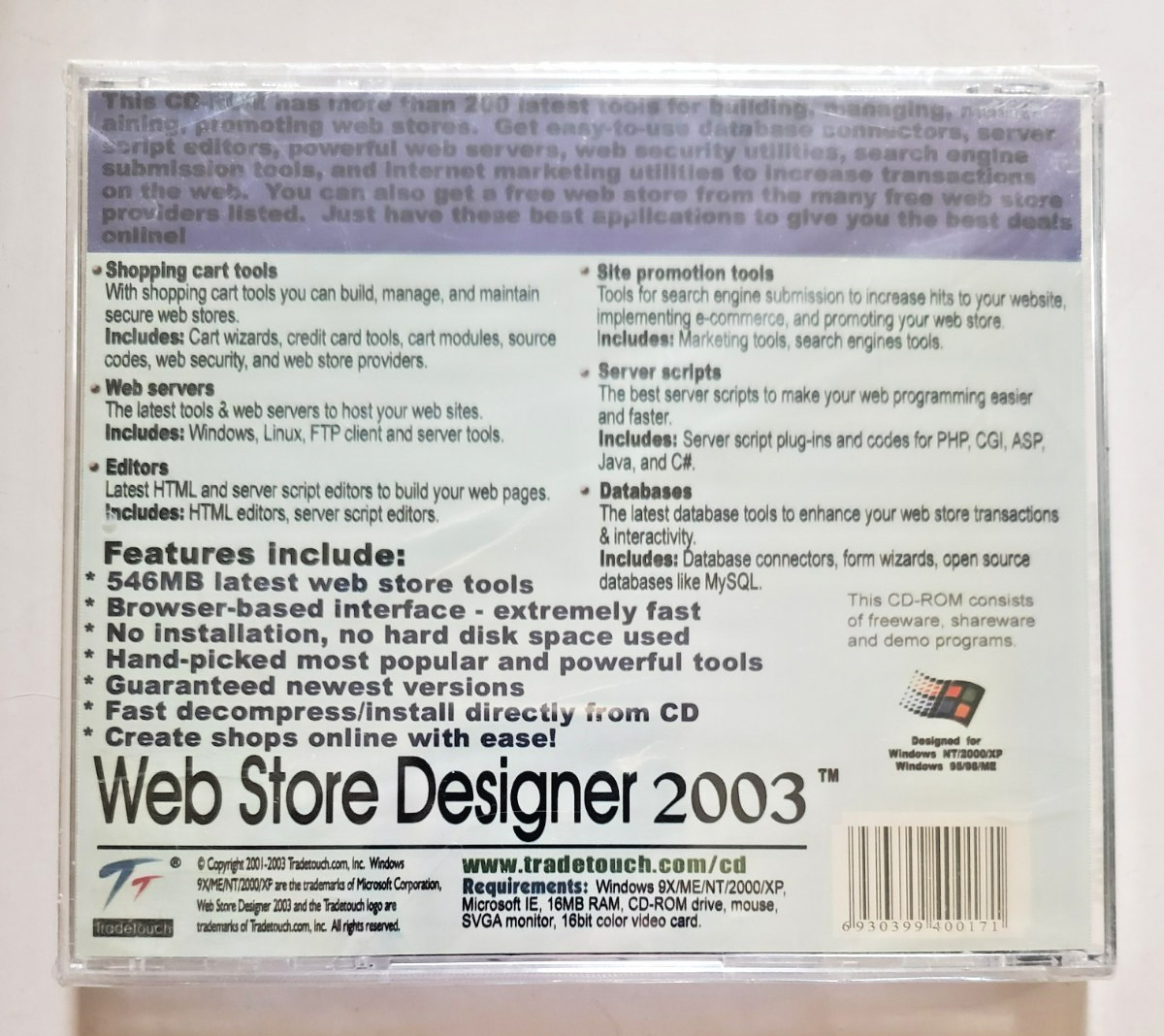 2003 Web Store Designer Professional Edition NEW Tradetouch.com “SEALED” CD#116