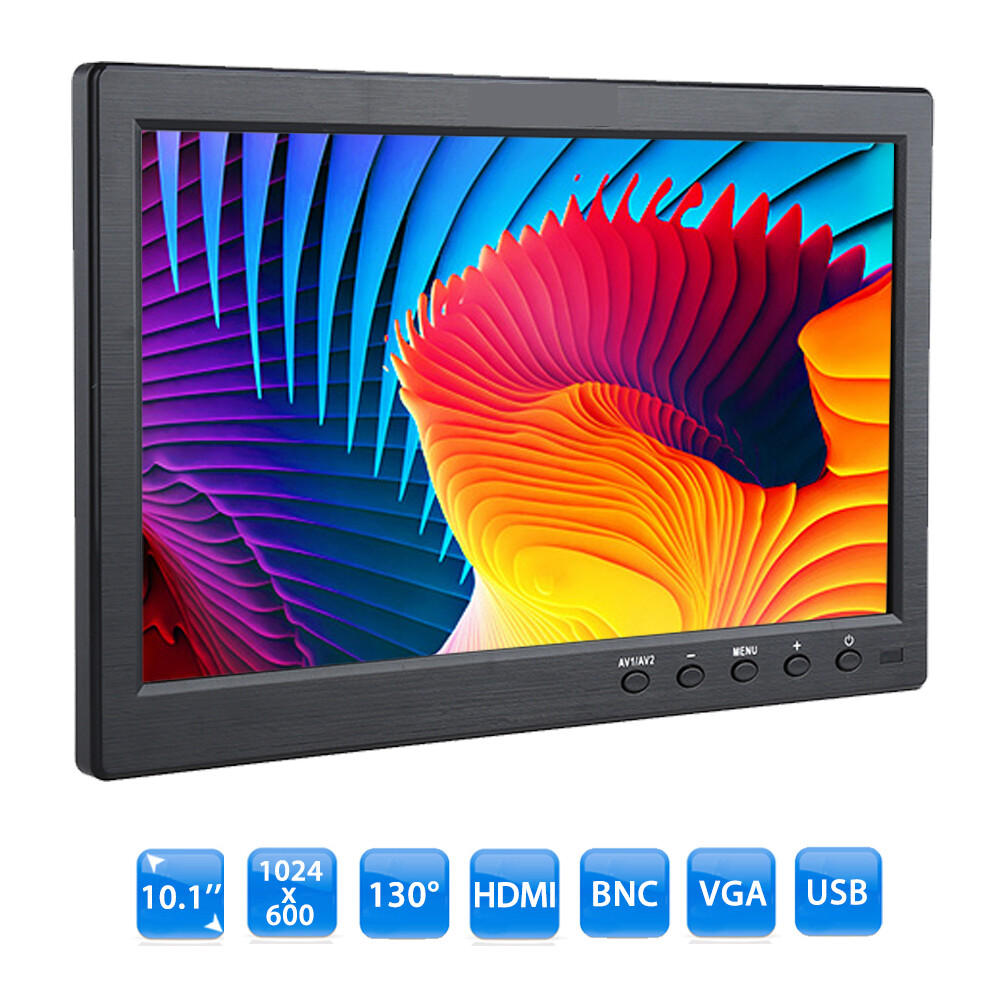 10.1″ IPS LCD CCTV Monitor Screen USB/BNC/AV/VGA/HDMI for Car/Security/PC/Laptop