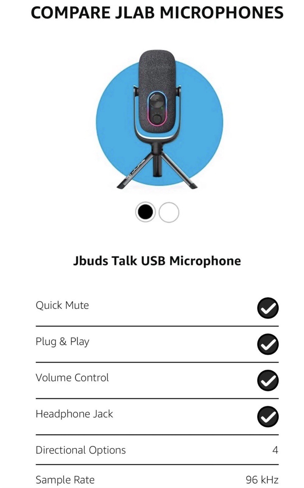 JLab JBuds Talk USB Gaming Streaming Microphone USB-C Output Stereo 3.5mm AUX