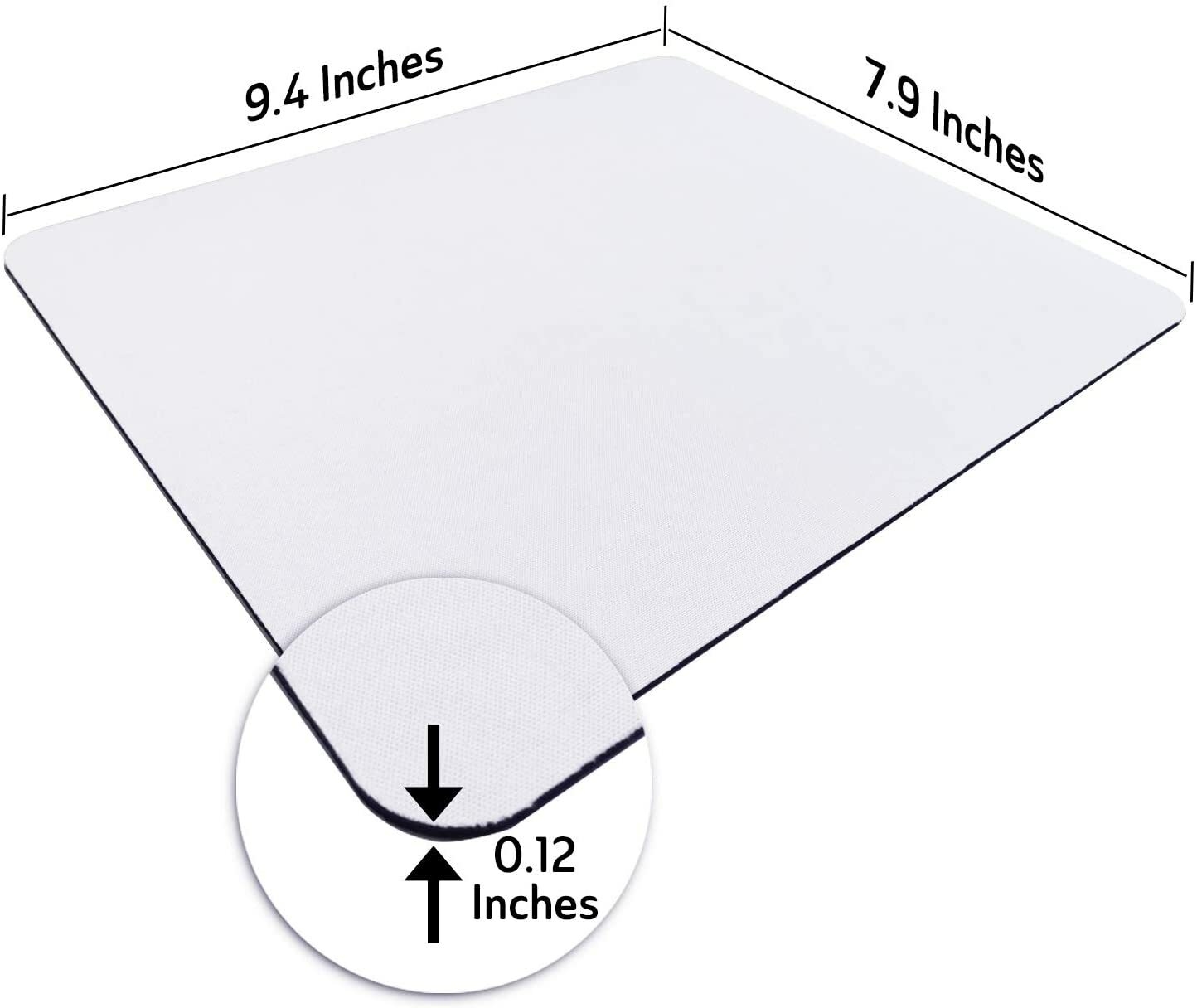 110 Pcs Bulk A-SUB Subimation Mouse Pads 9.4″x7.9″x0.12″ Thick White Gaming Pads