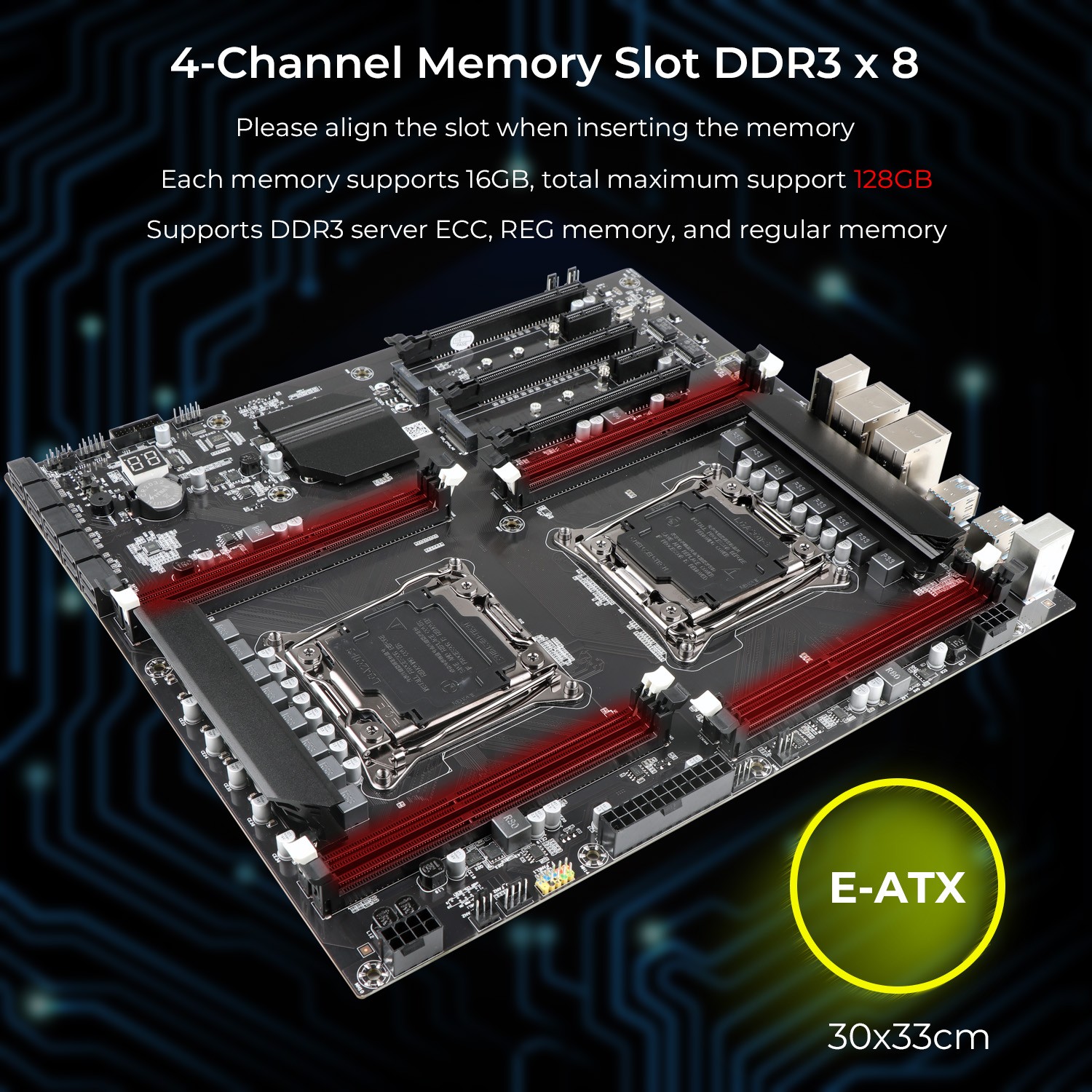 X99 Dual CPU Motherboard LGA 2011-3 DDR3 M.2 PCI-e 3.0 USB 3.0 – Xeon E5 V3/V4