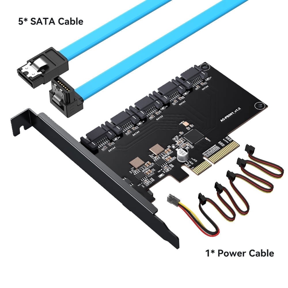 ACASIS PCIe 3.0 x4 to 5 Port 6Gbps SATA 3.0 Expansion Card with JMB585 Chip
