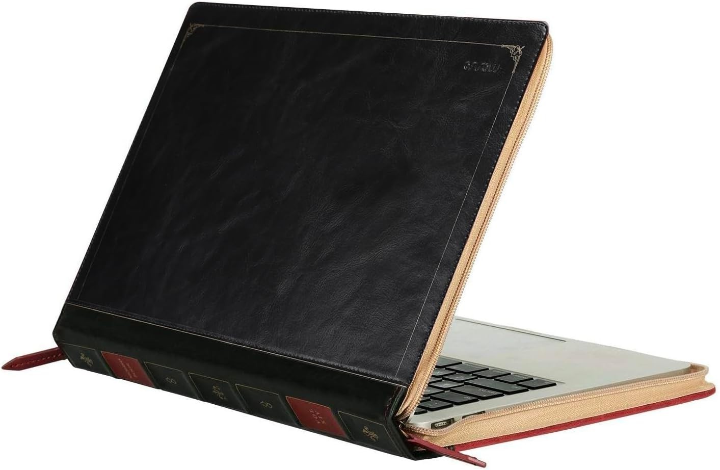 Zippered Protective Sleeve Case for Laptop, PU Leather Bag Compatible with MacBo