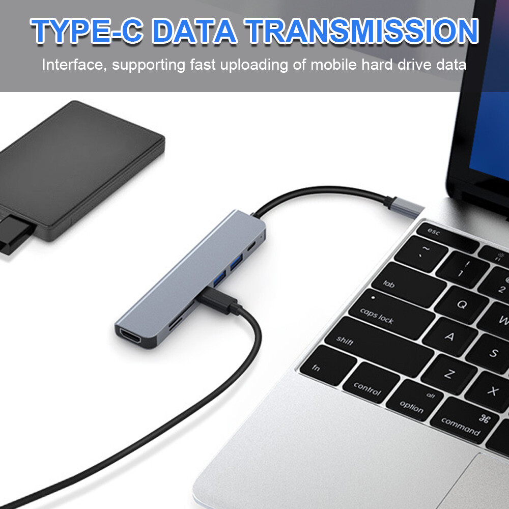 7 in 1 Multiport Adapter USB SD TF Card HDMI Type C For Phone iPad MacBook