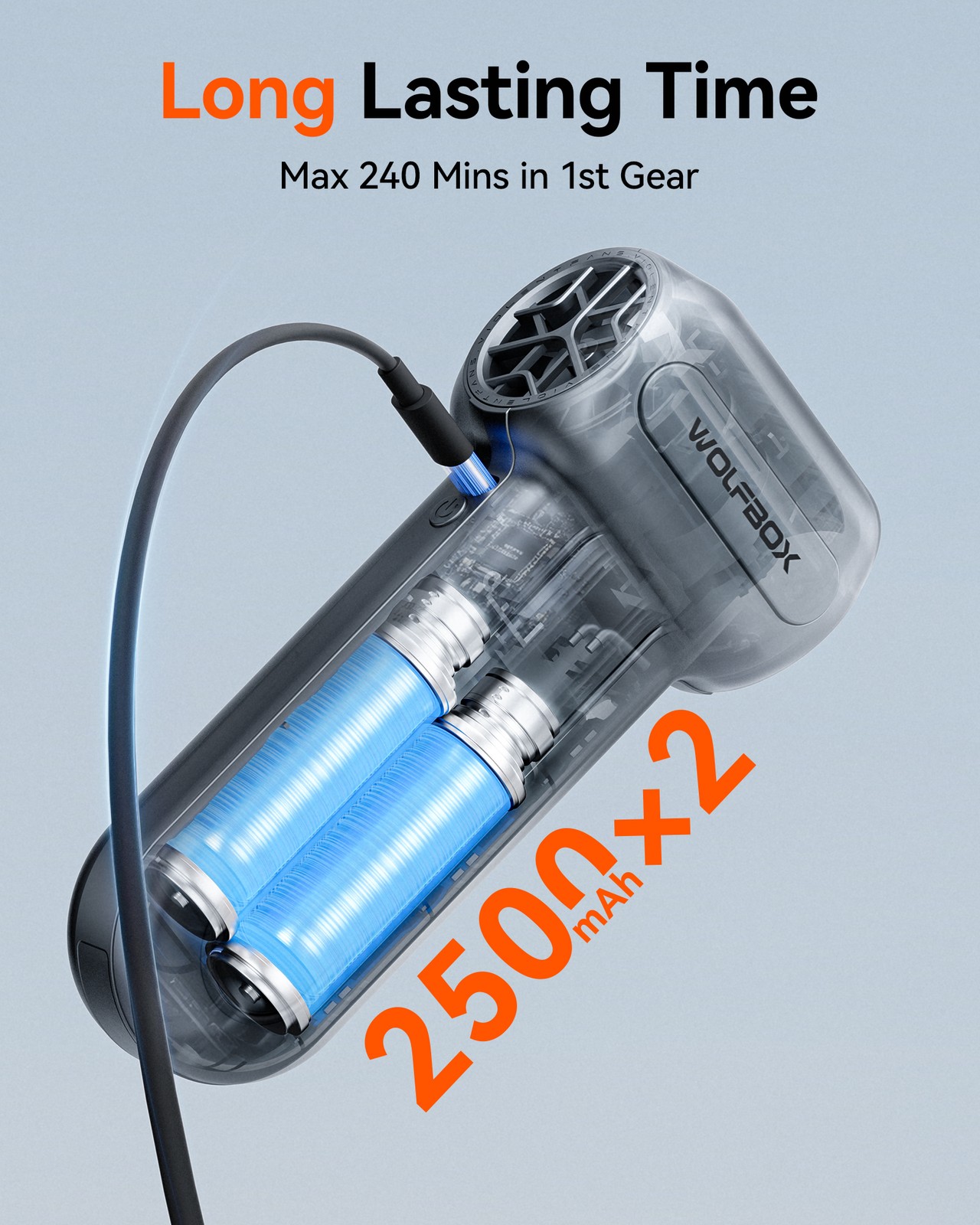 WOLFBOX DF60 110000RPM Compressed Air Duster 3-Speed w/ 5 Nozzles, Fast Charging