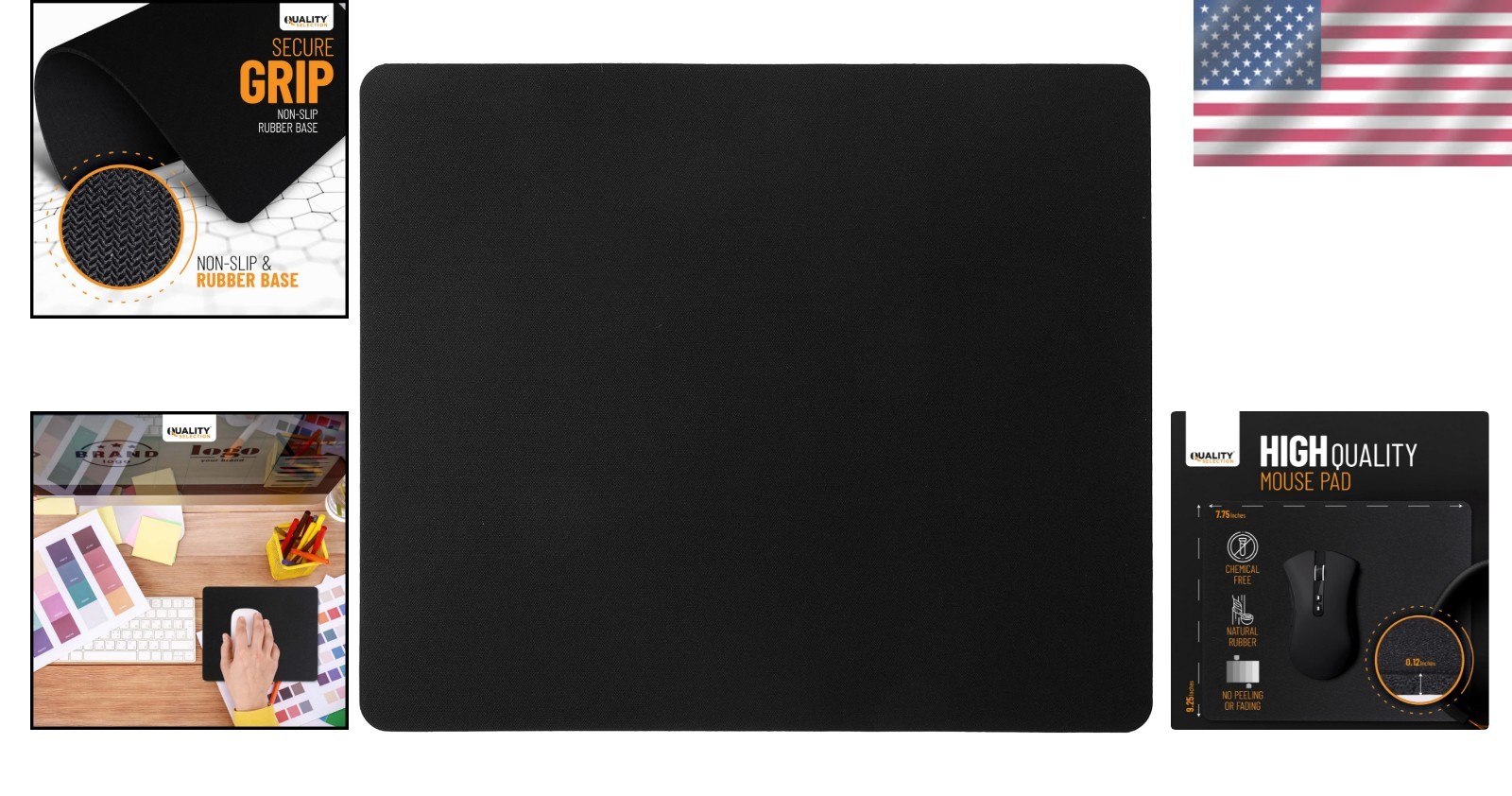 Non-Slip Black Mouse Pad, 7.75×9.25 in, Superb Tracking & Smooth Control