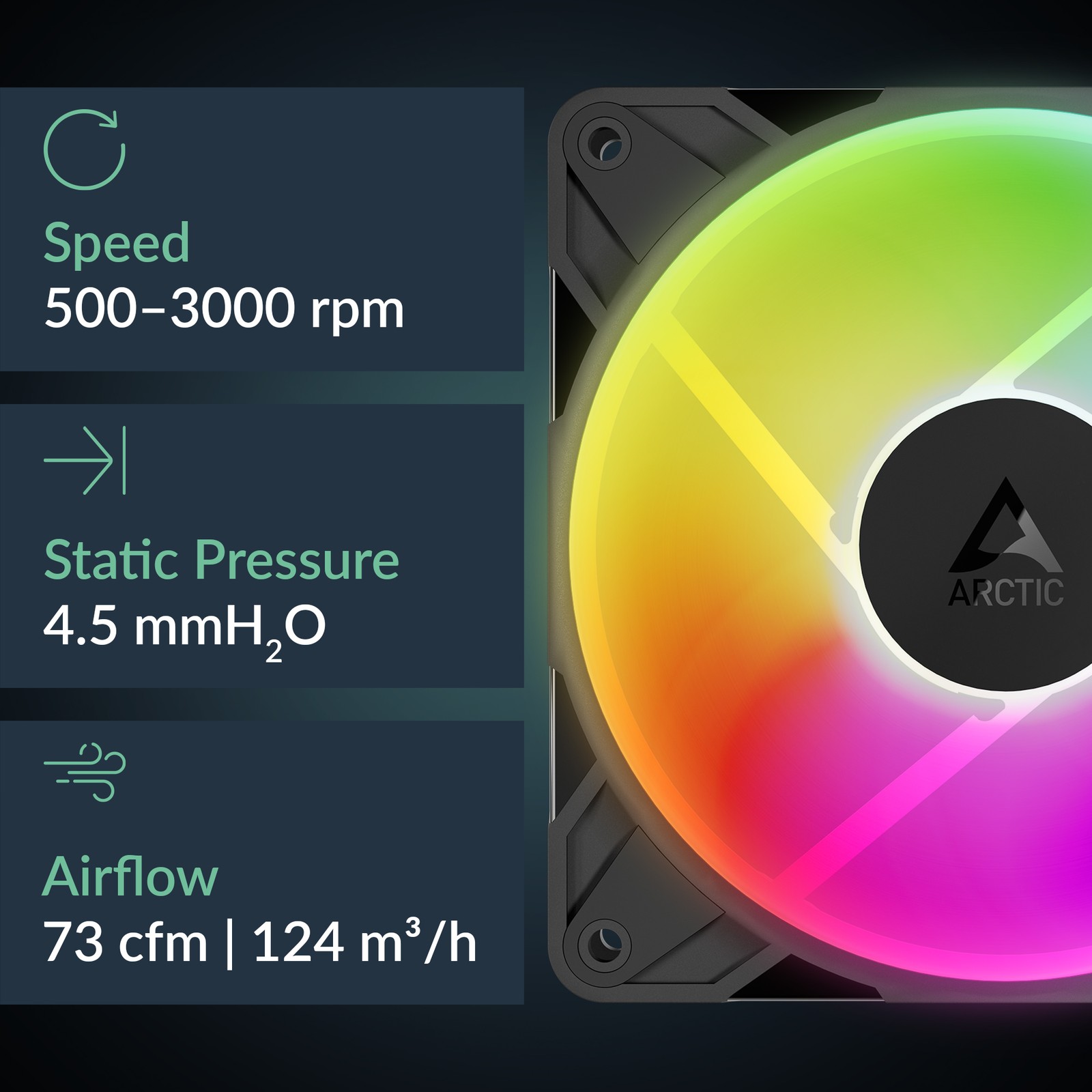 ARCTIC P12 Pro Reverse A-RGB Fan 120 mm PC Case Flow B-Stock