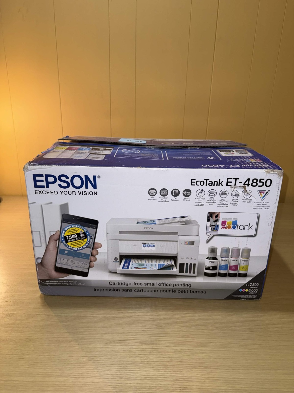 Epson EcoTank ET-4850 Color Inkjet All-In-One Printer White – OPEN BOX