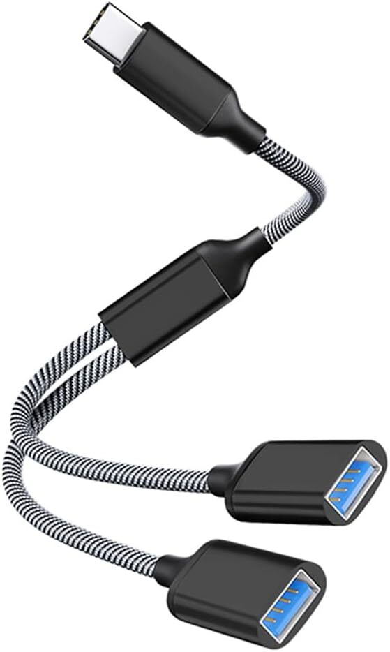 USB C Male to Dual USB Female Adapter, USB C to USB Splitter, Type C to USB A OT