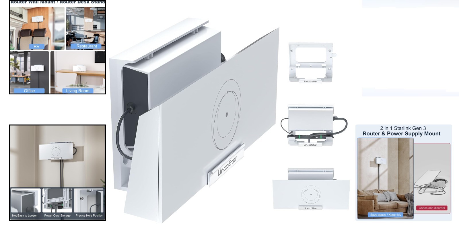 Starlink Gen 3 Router Mount 2-in-1 Wall & Desk Mount for Starlink V3/4X Power…
