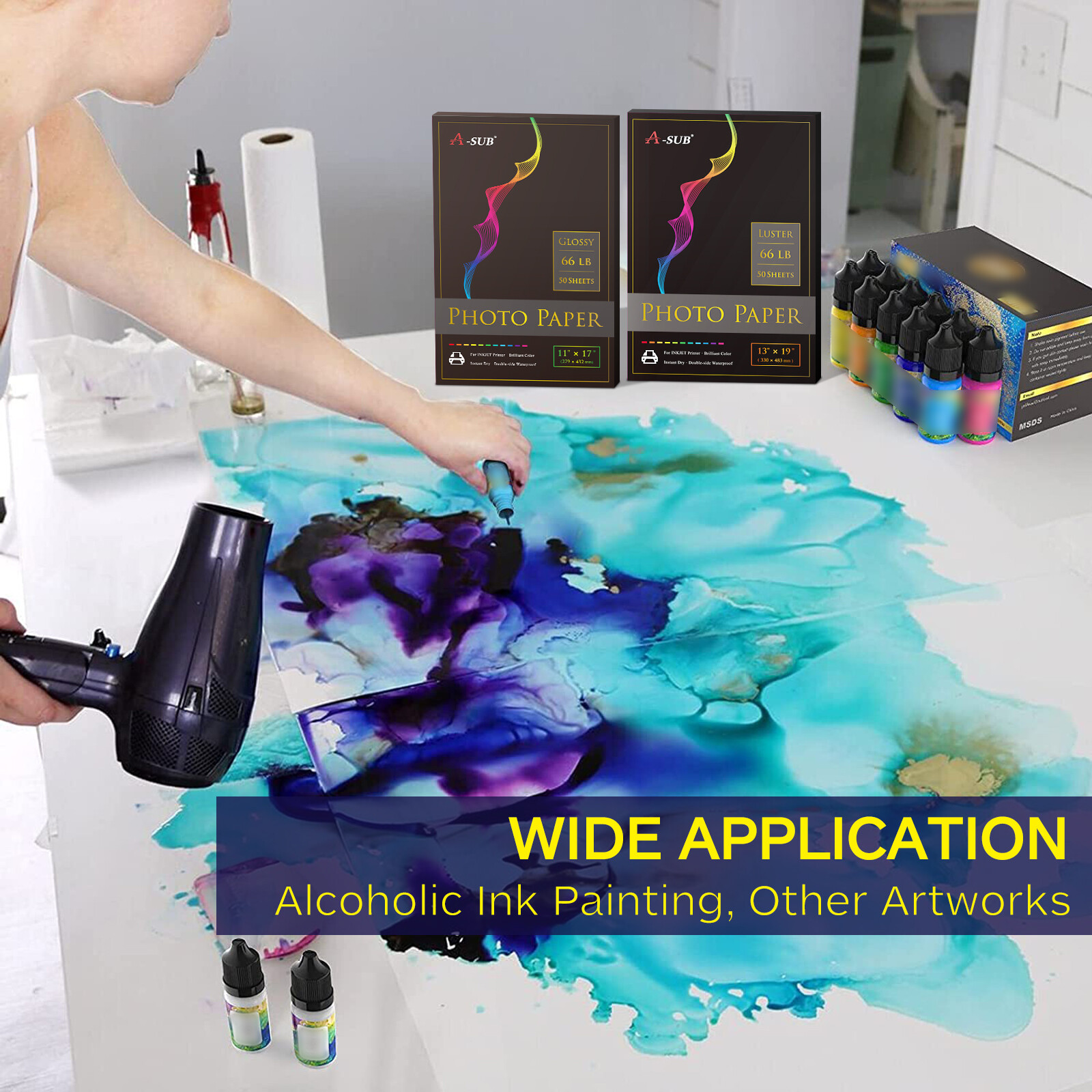 A-SUB Pro Luster Photo Paper 11X17 for Inkjet Printer 250g Semi Gloss 50 PK 66lb