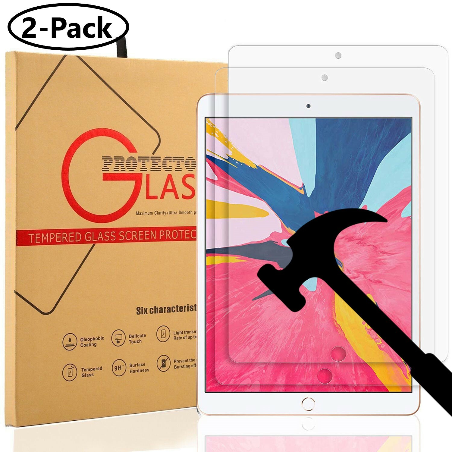2 Pack Glass Screen Protector for iPad Air 3 (2019) 10.5 inch / iPad Pro 10.5″