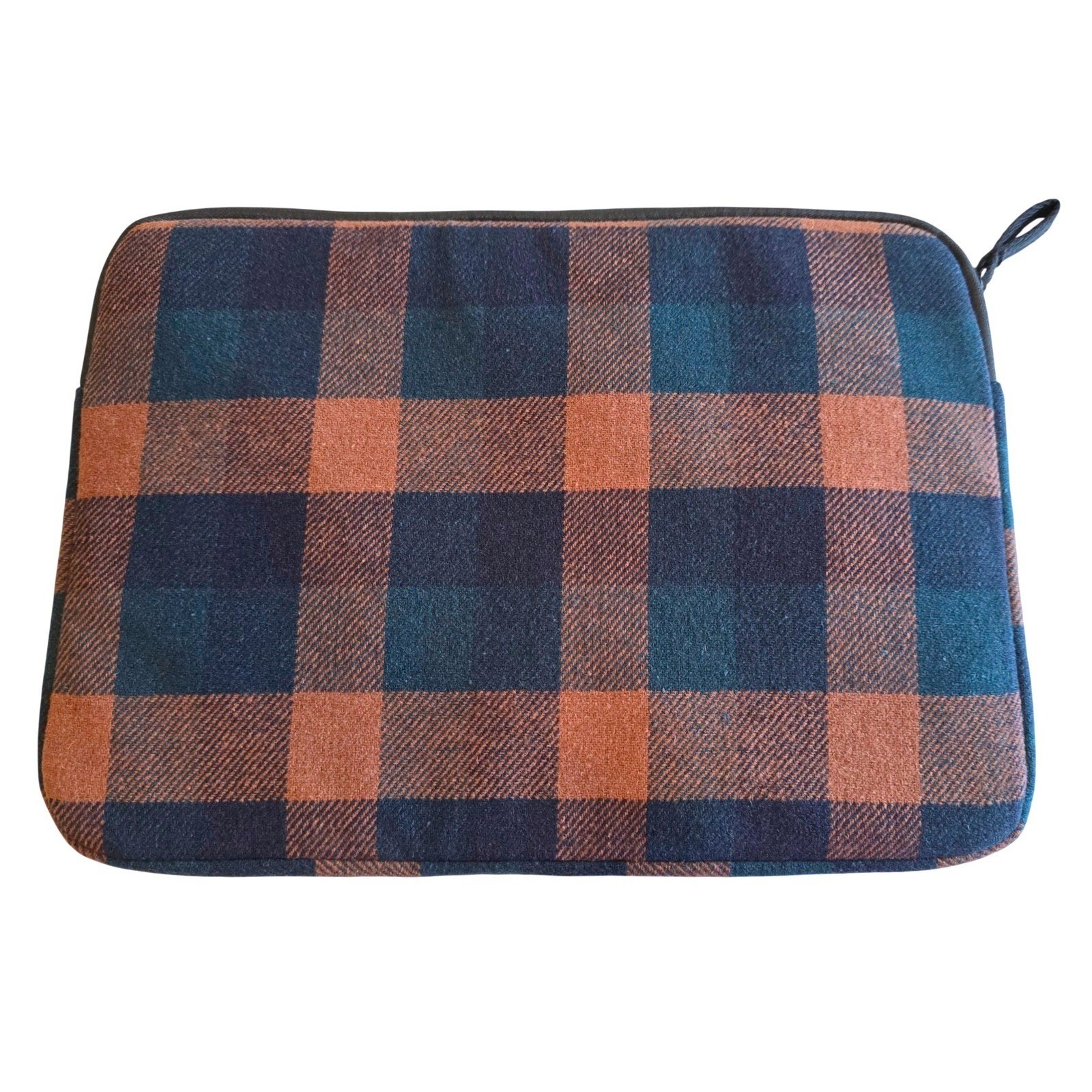 Plaid Laptop Sleeve Case Brown Navy Green Buffalo Check Padded 13.75×10 Inch