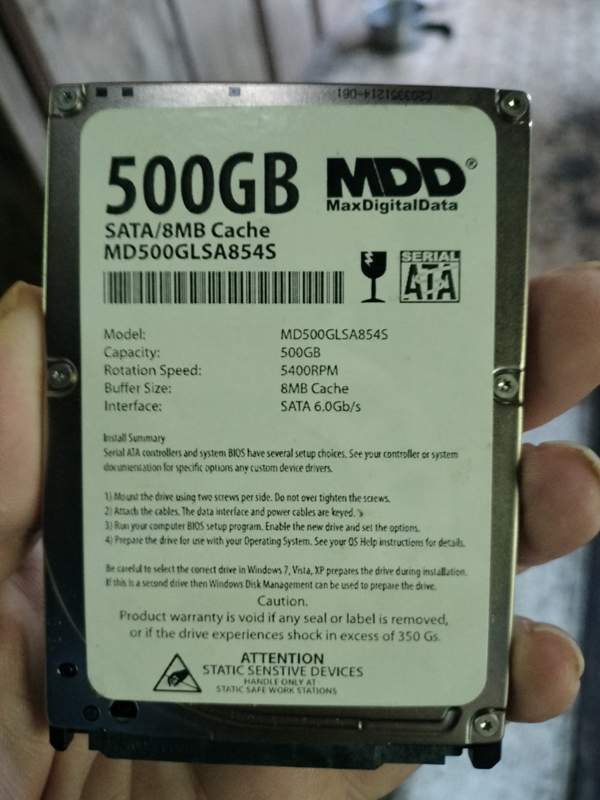 MDD MaxDigitalData 500gb Sara/8mb Cache MD500GLSA854S