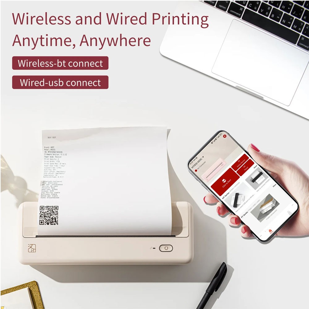HPRT Wireless Bluetooth Thermal Printer Portable Travel Printer for iOS Android