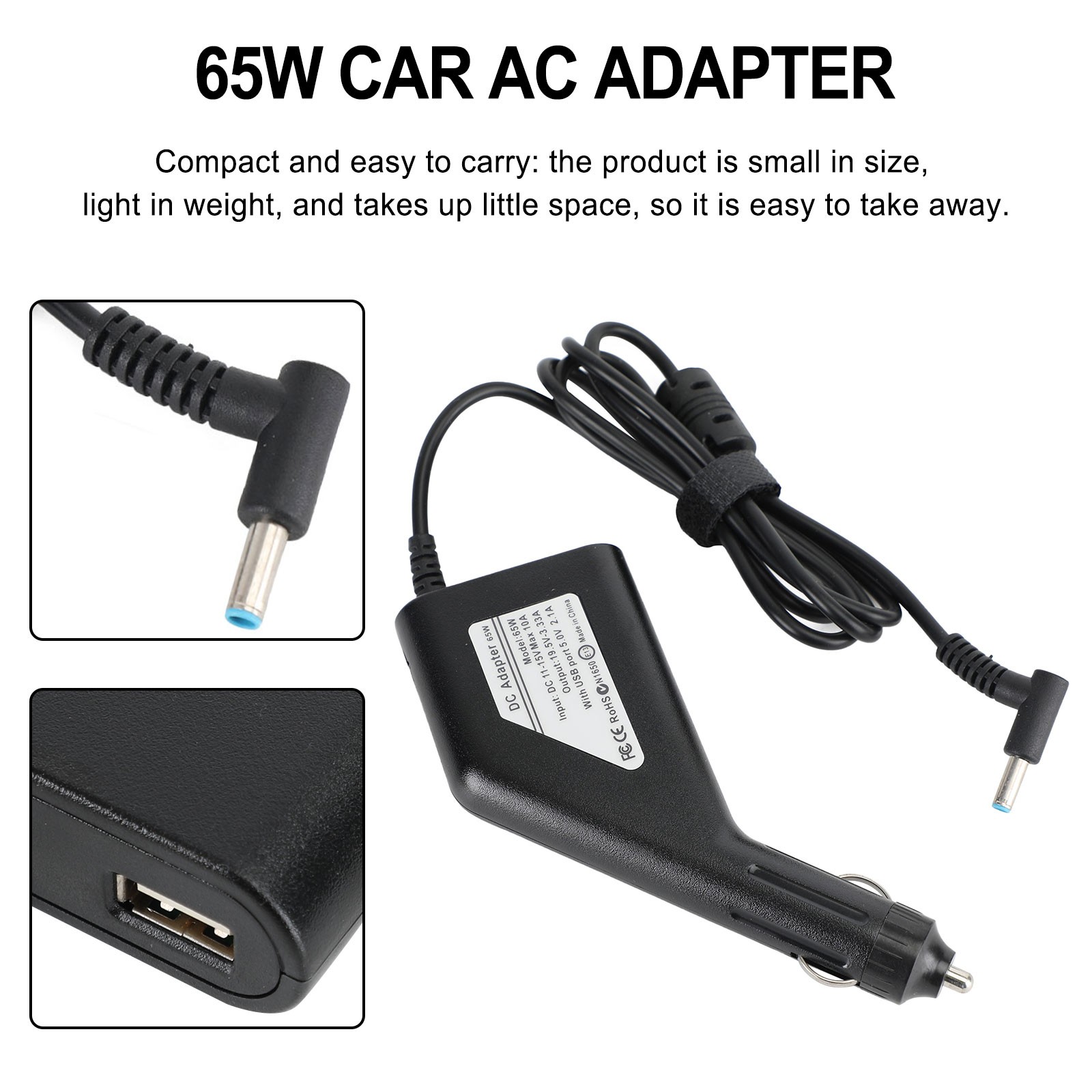 💻65W Car AC Adapter Power Charger For HP Laptop Notebook 4.5×3.0mm 19.5V 3.33A