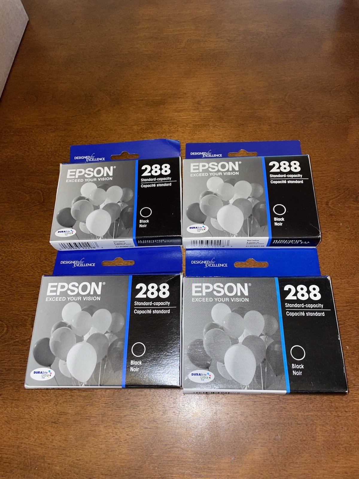 Lot Of 4 Genuine Epson 288 Black Ink Cartridges Exp 2027/2028