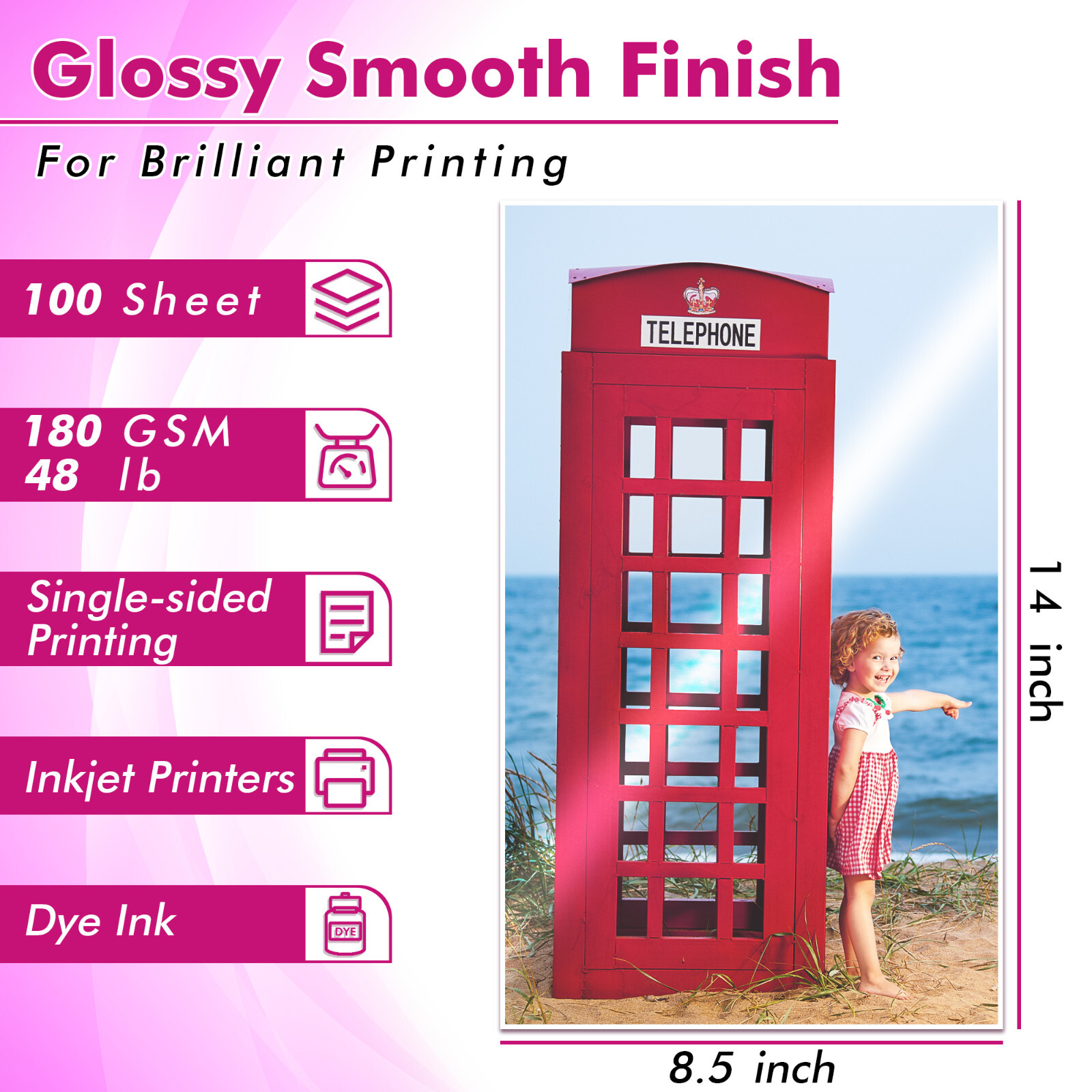 200 Sheets Koala Photo Paper 8.5×14 Glossy Legal Photo Paper 48lb Inkjet Printer