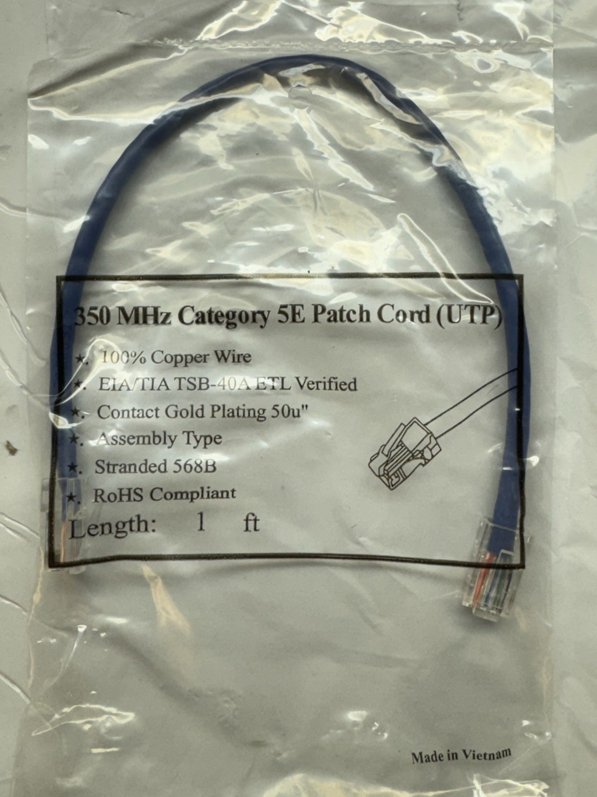 Lot Of 85 – 1′ FT CAT5e PATCH CORD ETHERNET NETWORK CABLE BLUE