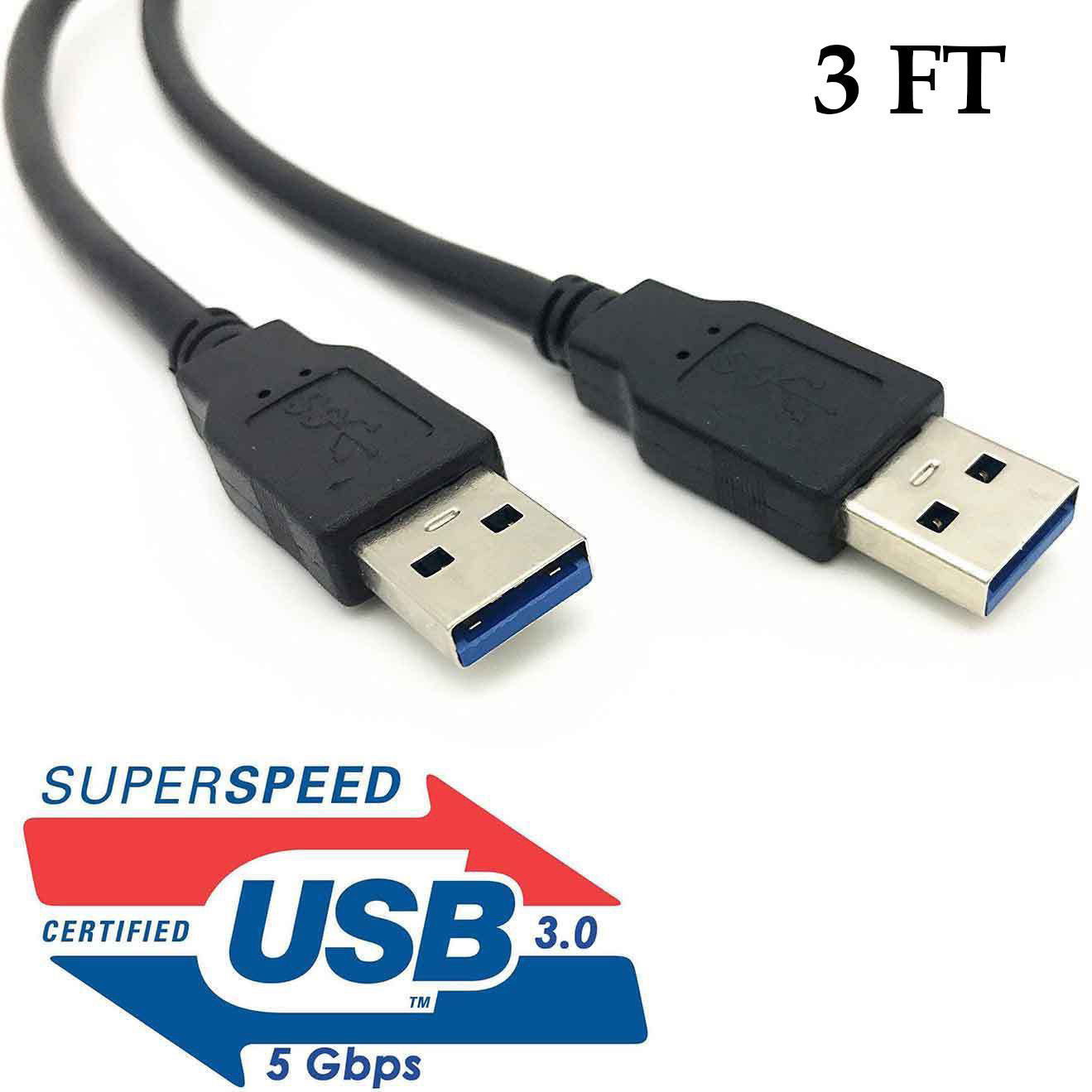 Cable Male to Male USB to USB Cable USB 3.0 Type A Male to A Male Cable 3FT US
