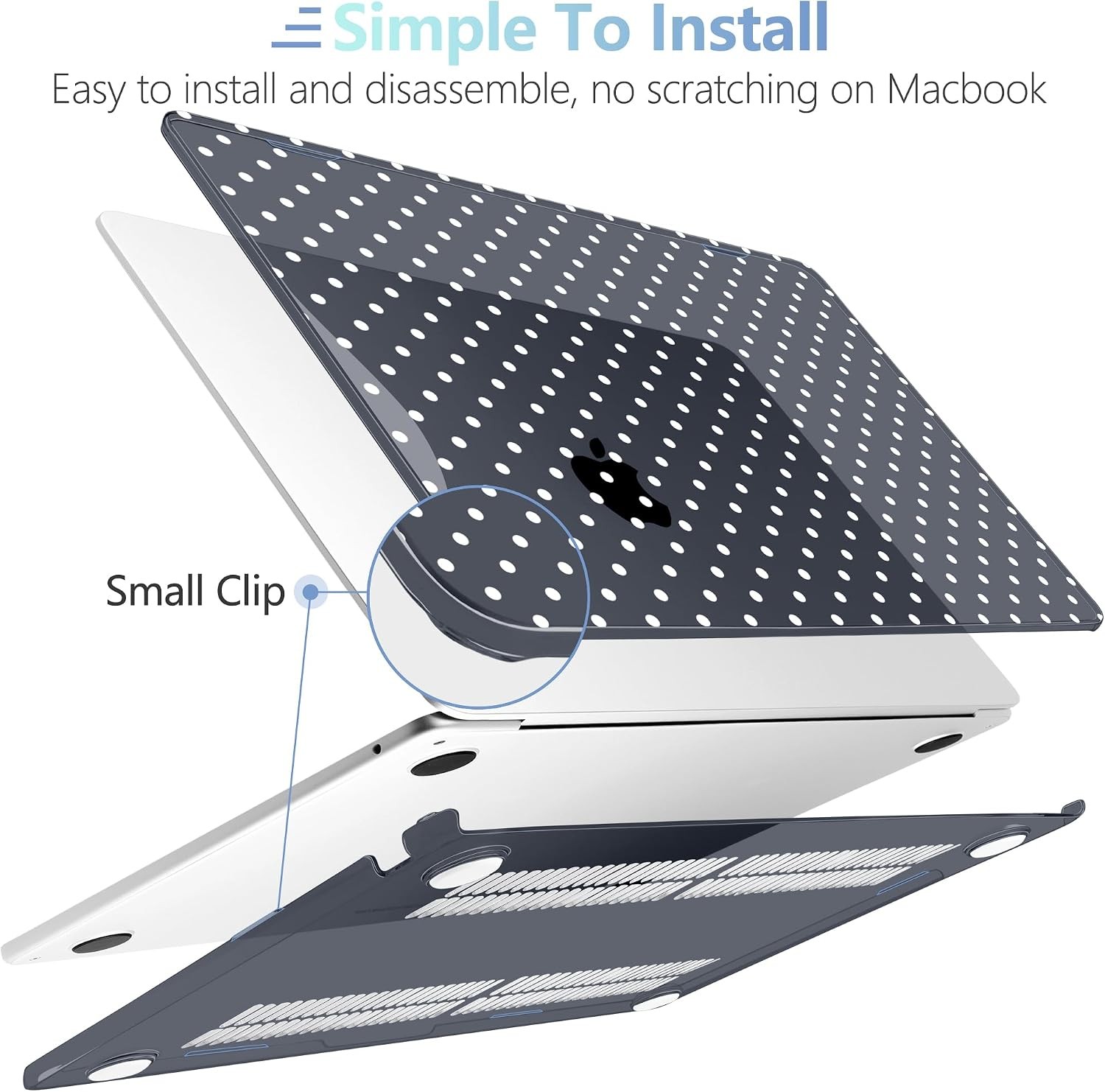 for M5/M4/M3/M2 MacBook Air 15 inch Case 2026 2025 2024 2023, White Polka Dot
