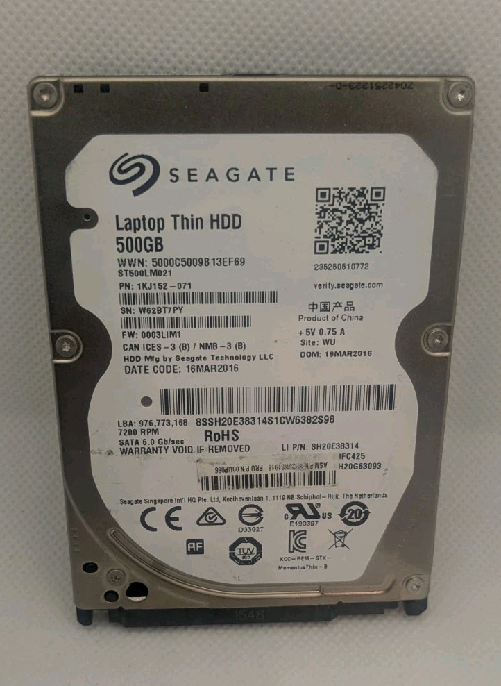 Tested Clean Seagate Laptop Thin ST500LM021 500GB 7200RPM 32MB SATA 6.0Gb/s HDD