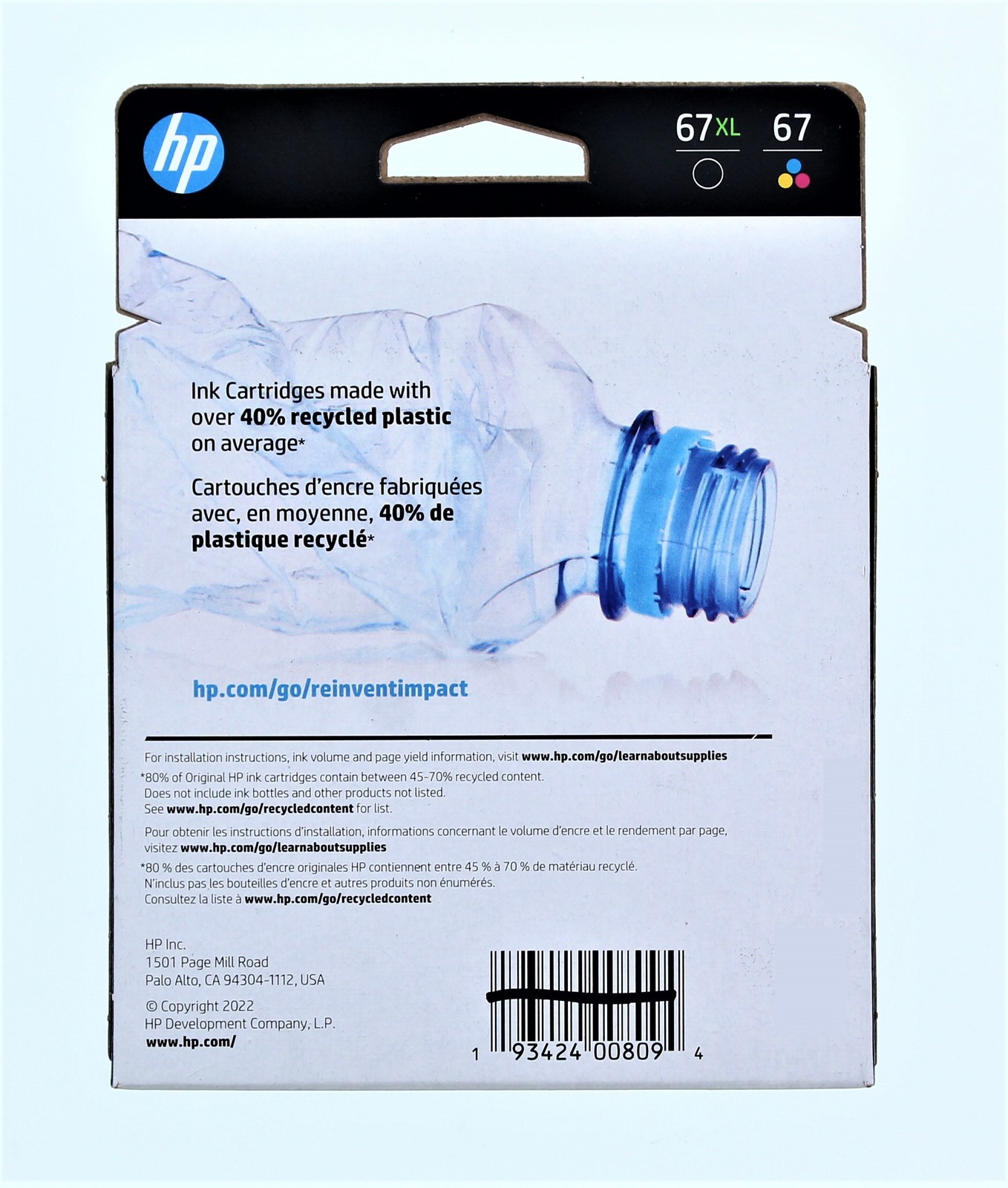 HP Original Ink 67XL Black, 67 Cyan, Magenta, Yellow (2 Pack)
