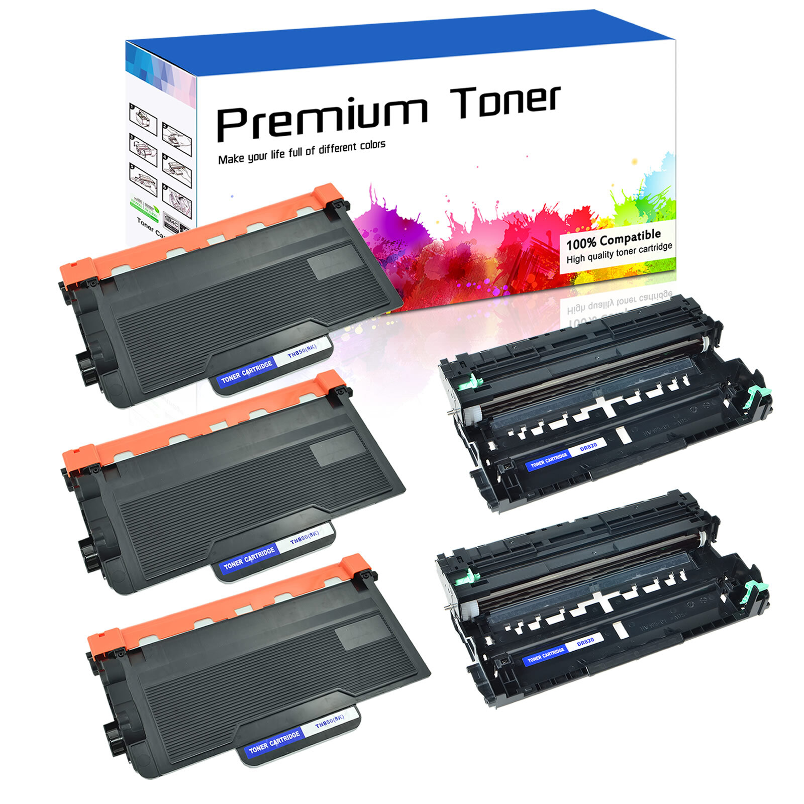 3PK TN850 Toner + 2PK DR820 Drum Unit for Brother DCP-L5600DN MFC-L6800DW