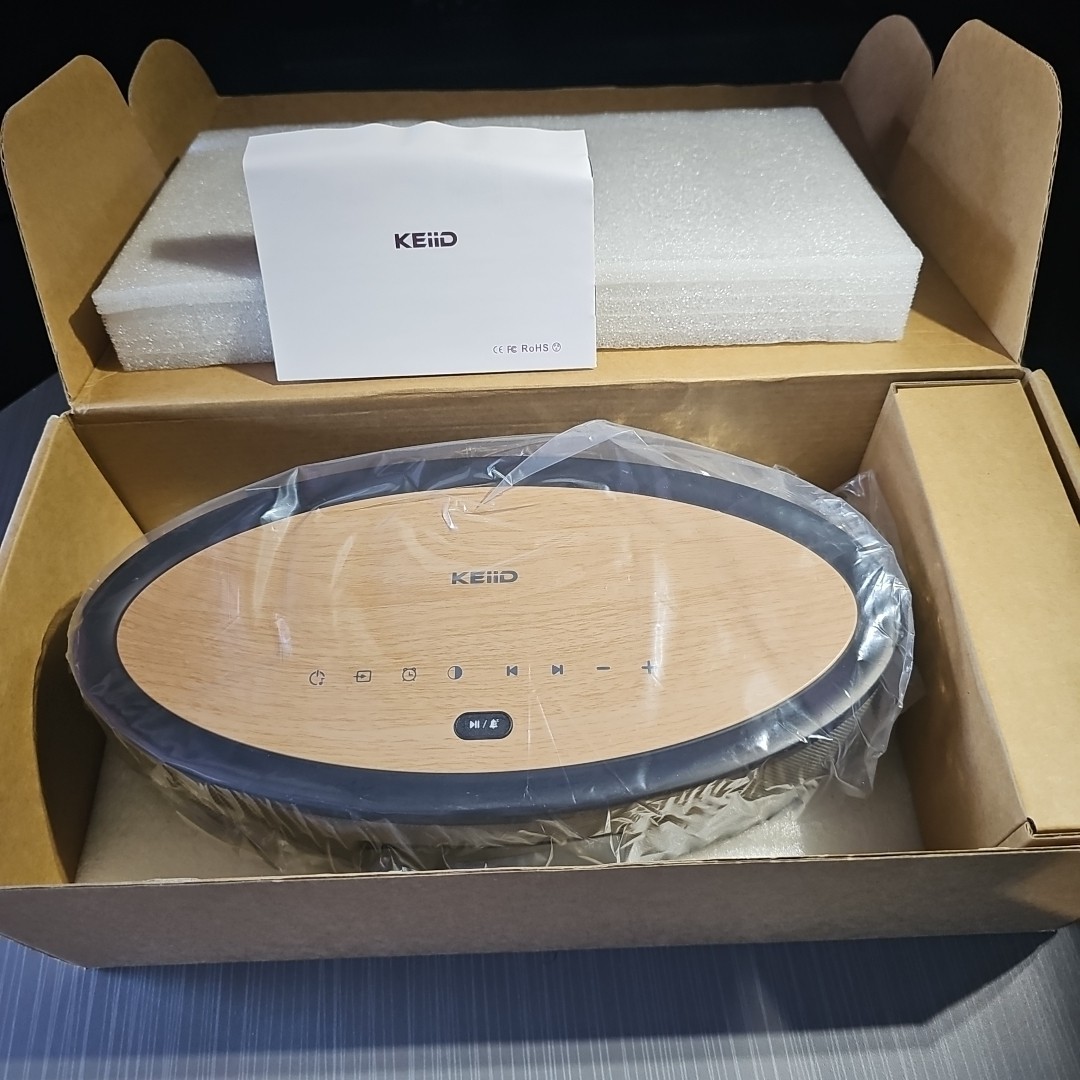 KEiiD KD-B02 Multimedia Speaker For Home Gray With Wood Grain Top NEW/OPEN BOX