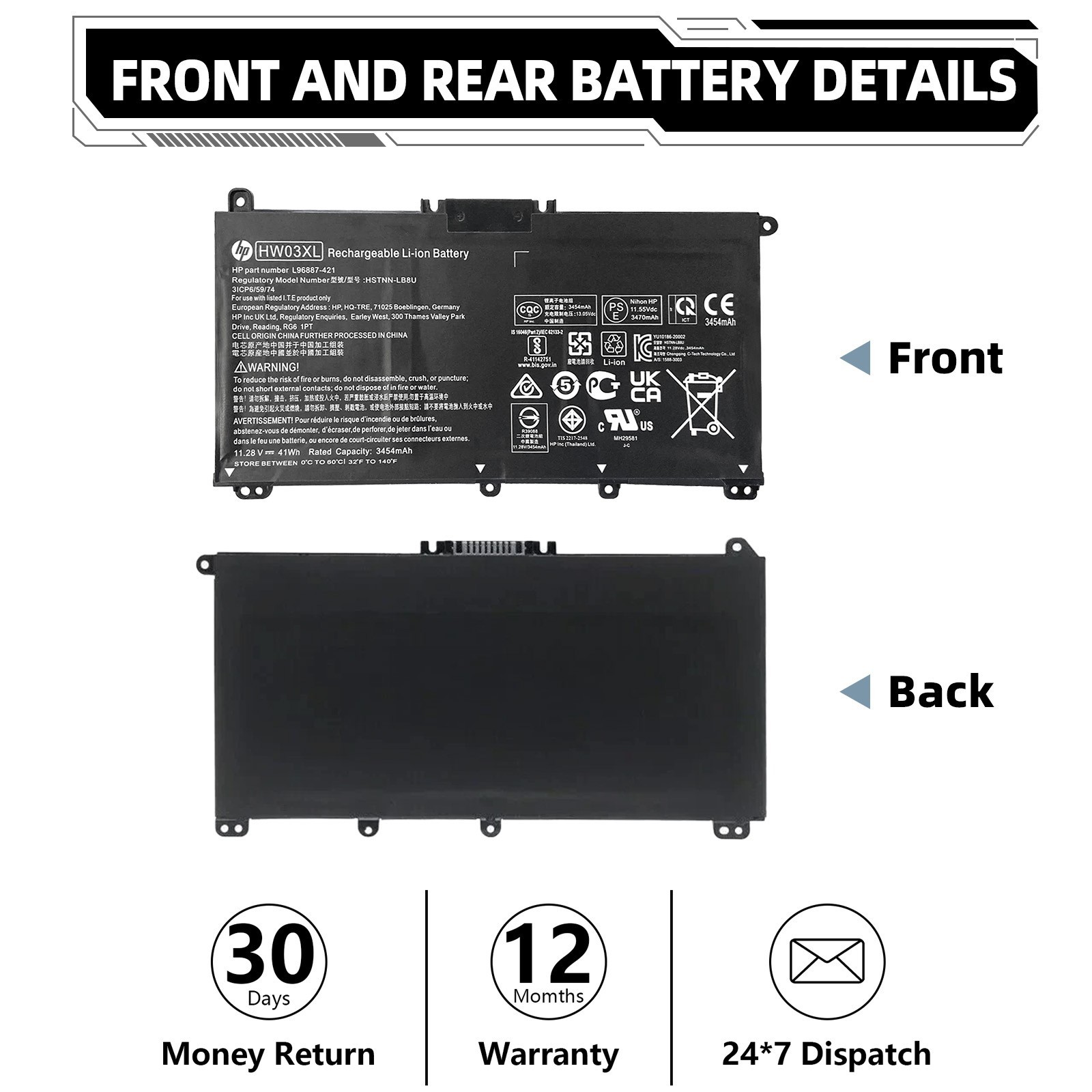Lot Genuine HW03XL Battery HP Pavilion 15-EG 17-CN 17-CP HSTNN-IB90 L97300-005