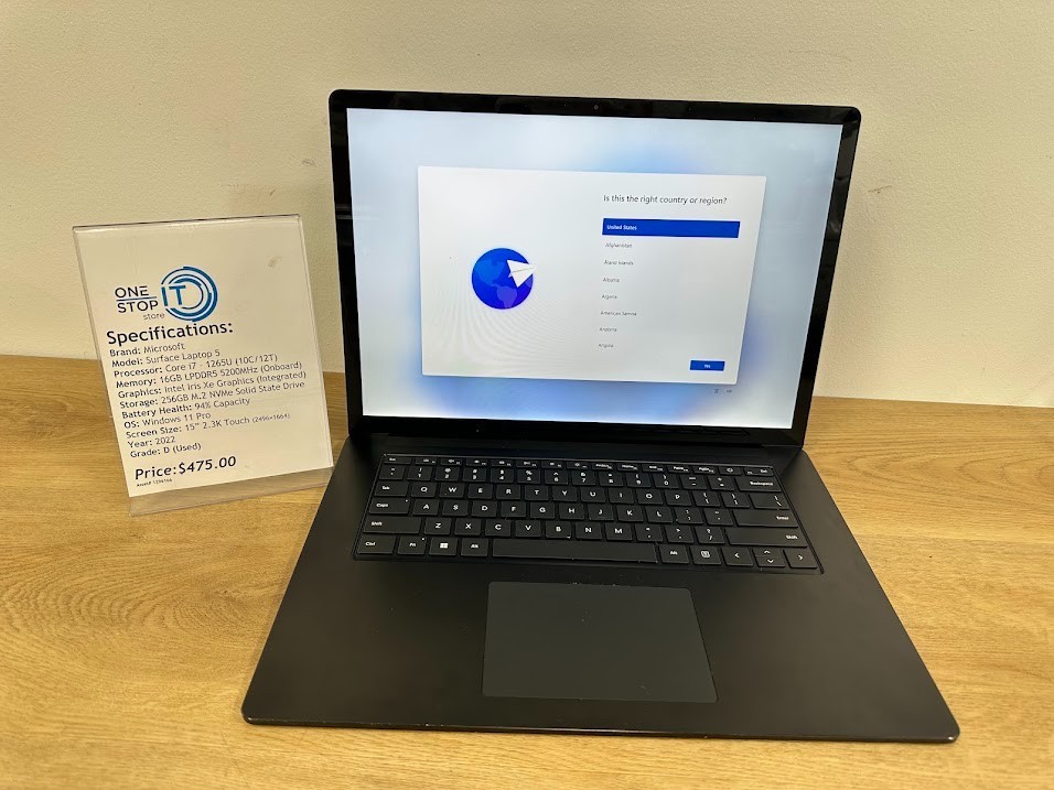 Microsoft Surface Laptop 5 Core i7 1265U, 16GB LPDDR5 Intel Iris Xe, 512GB SSD