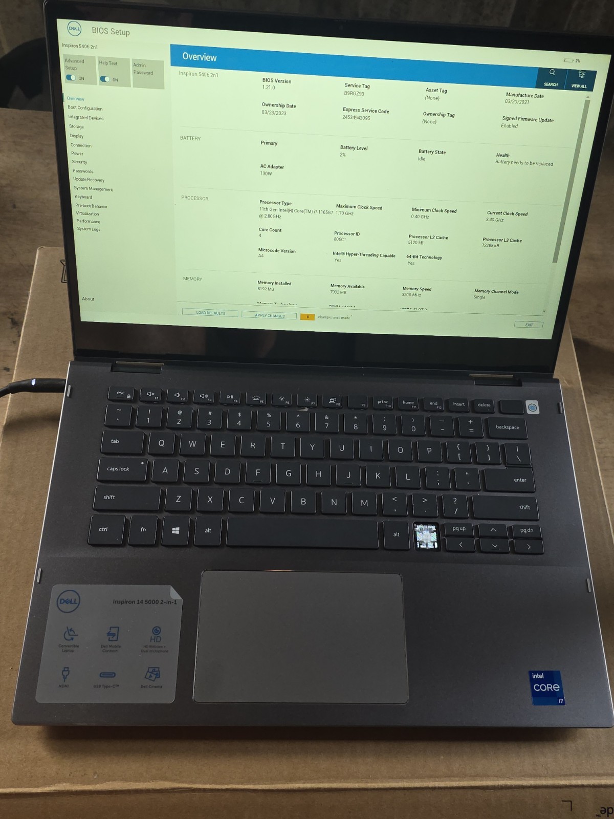 Dell Inspiron 14 5406 14inch (512GB, Intel Core i7-1165G7, 1l8GB ) Laptop – Key