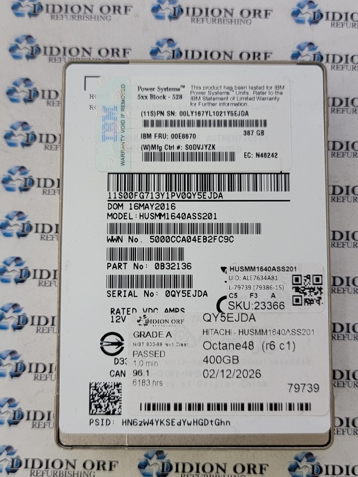 IBM 400GB 2.5″ SAS Server SSD HUSMM1640ASS201, Grade A SKU 23366
