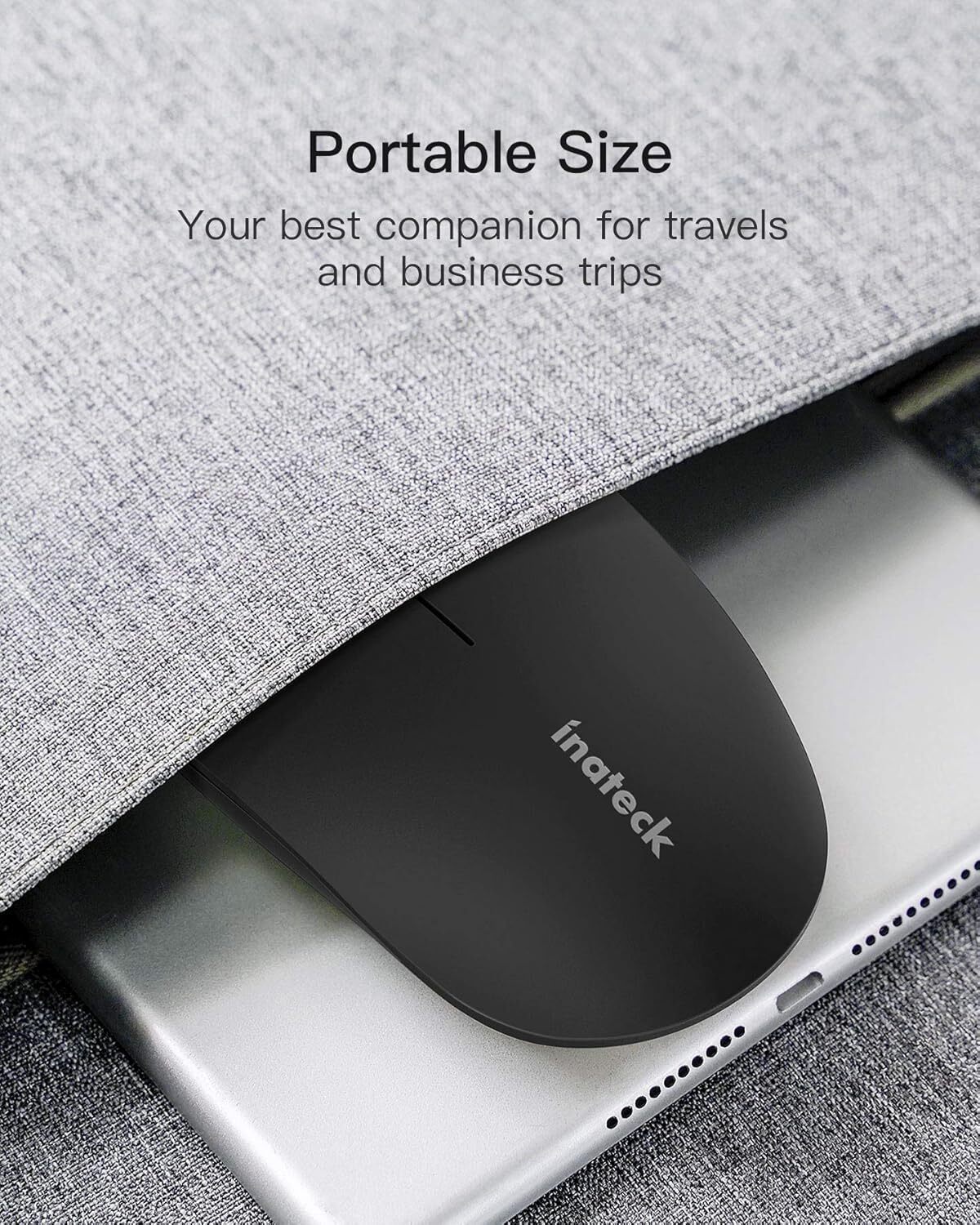 Inateck Wireless Mouse 2.4G Slim Mouse W/ 2 Nano Receiver USB A/USB C Noiseless