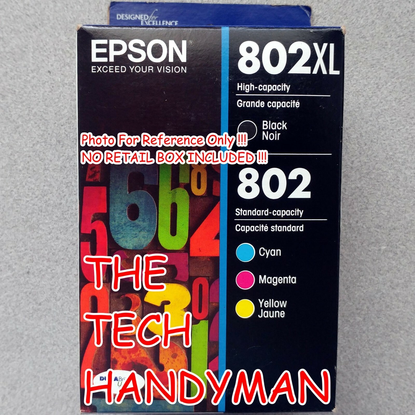 4-PACK EPSON GENUINE 802XL BLACK & 802 COLOR INK (NO RETAIL BOX) WF-4720