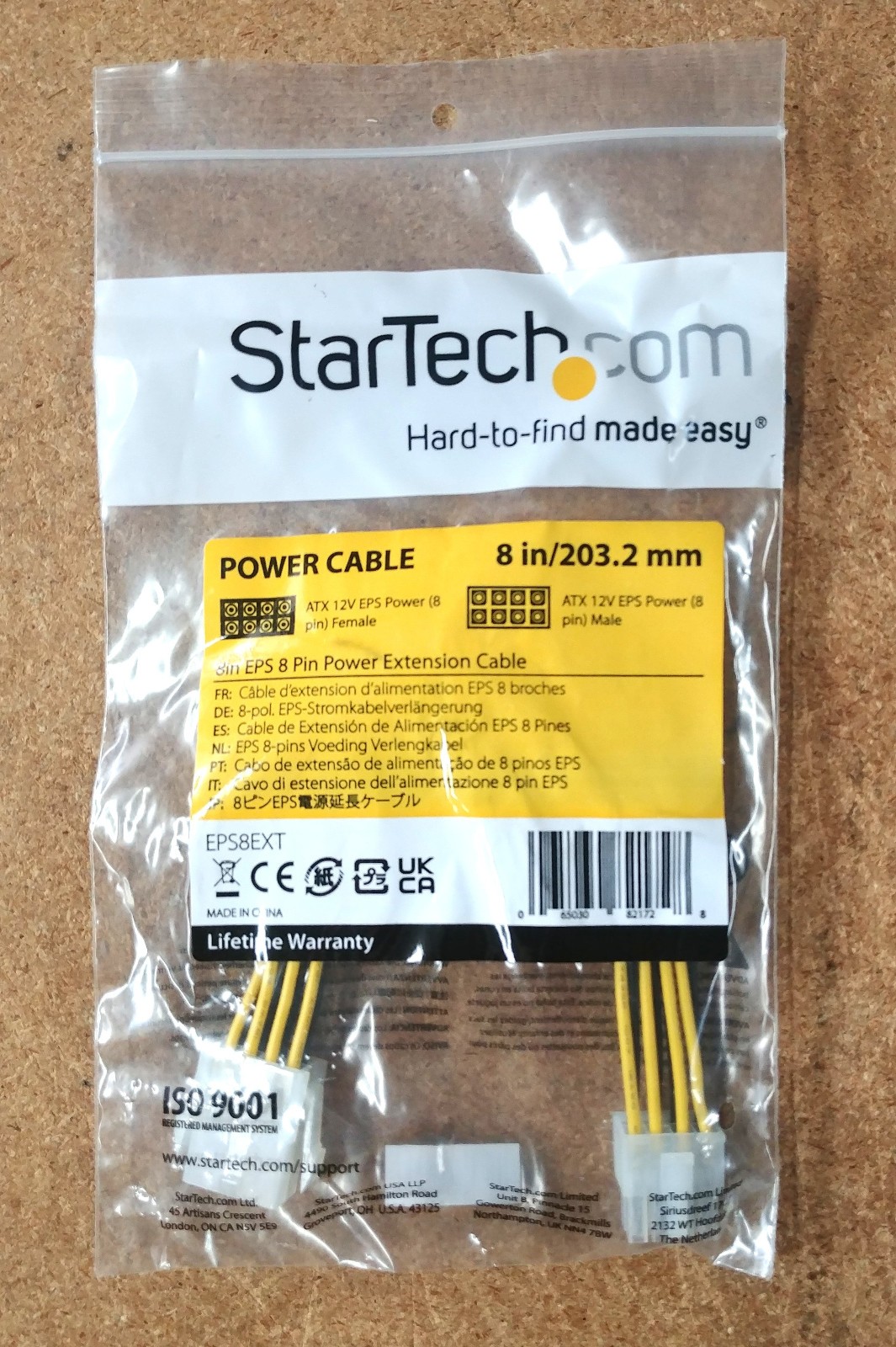 StarTech EPS8EXT 8in EPS 8 Pin Power Extension Cable 8 EPS 8 PIN Extender