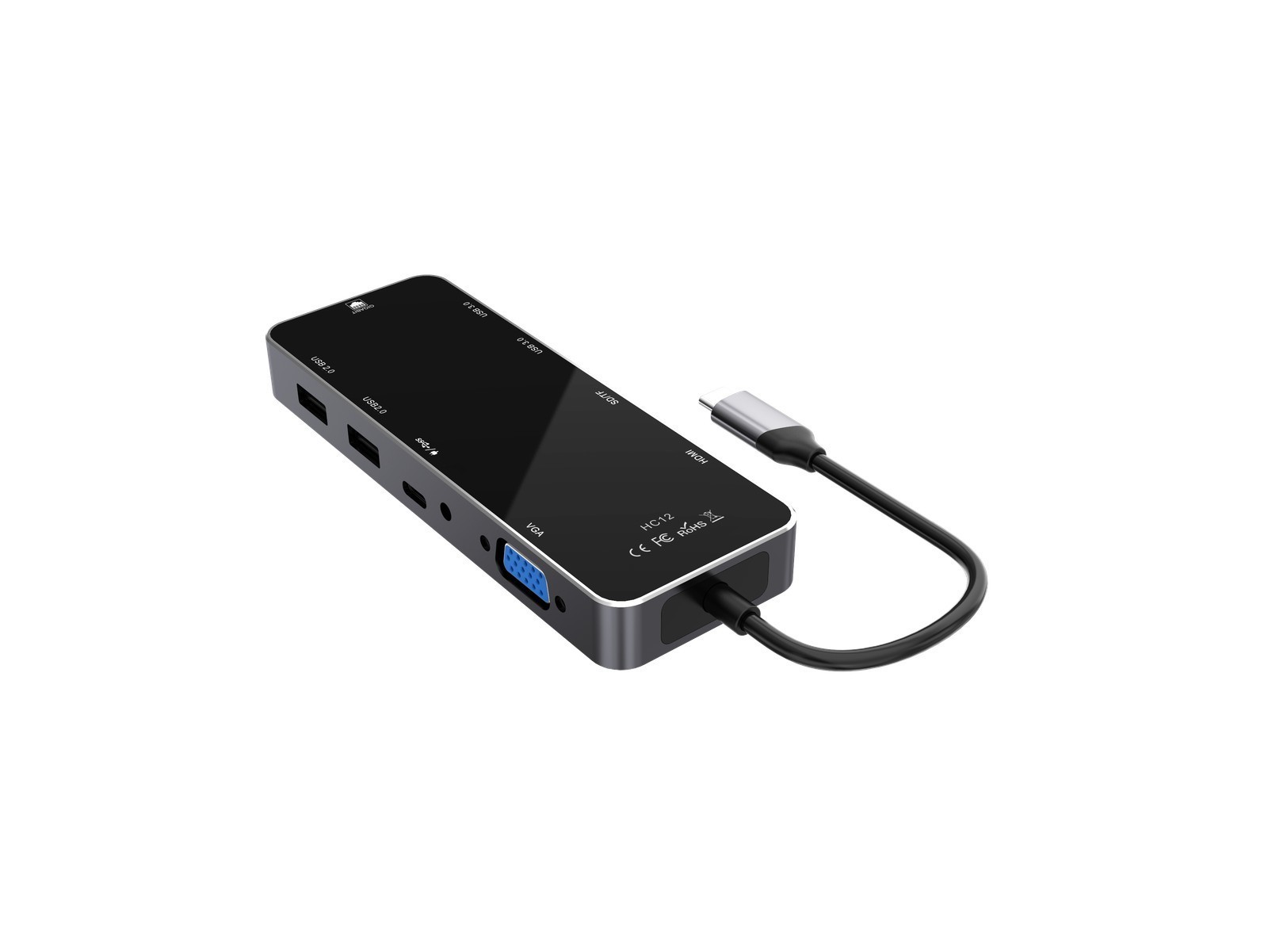 10 in 1 USB C HUB Type-C Multi USB Port HDMI VGA Adapter, SD/TF ,RJ45, 3.5mm AUX